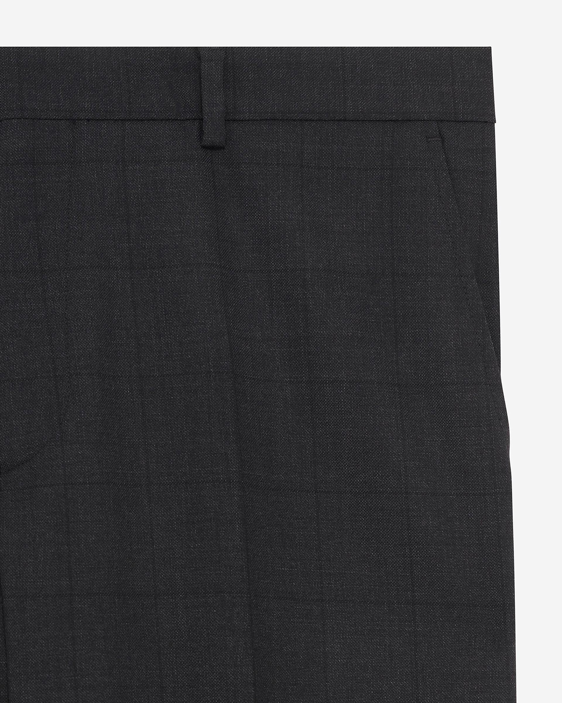 Black wool plaid slim fit suit pants