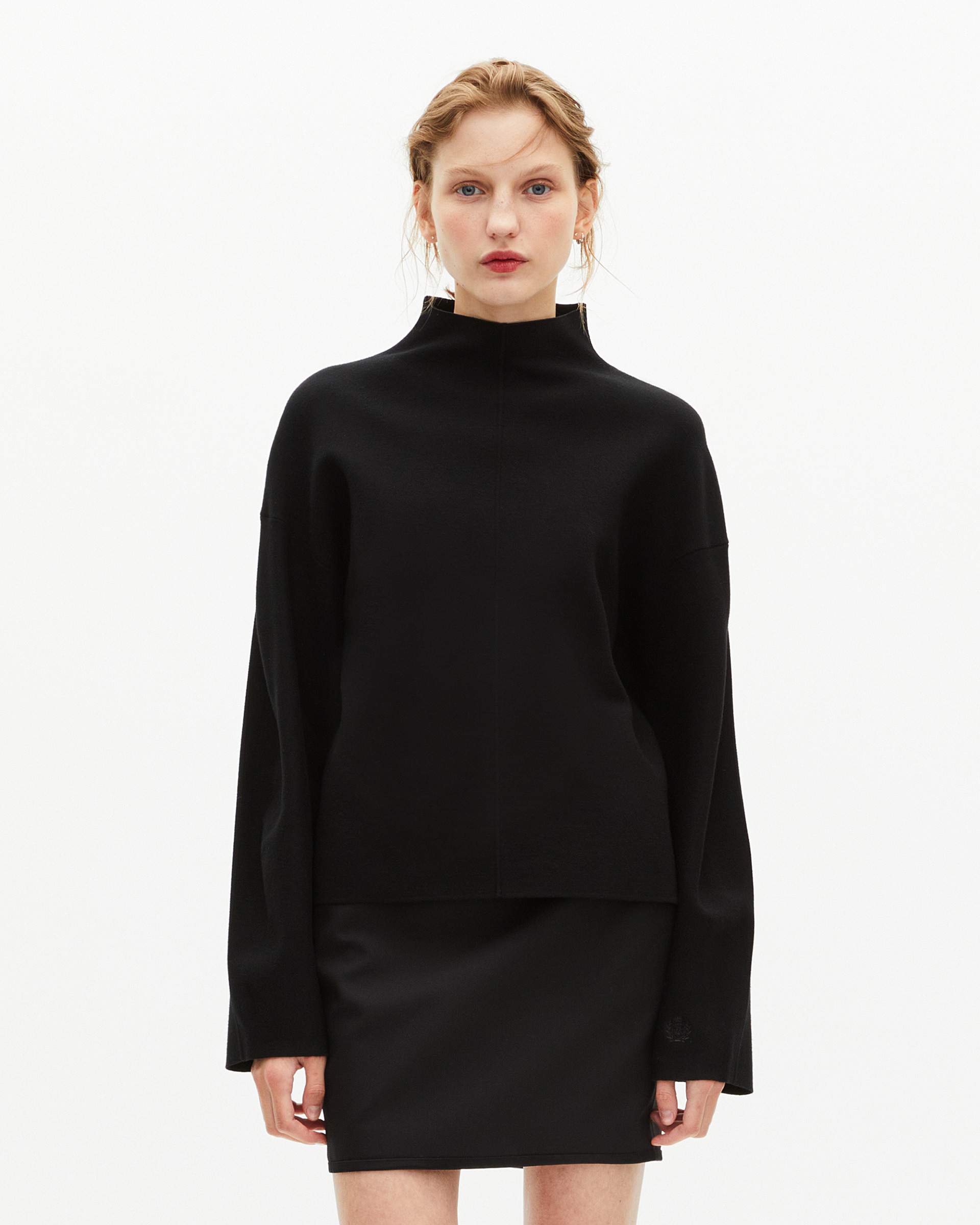 Black mock-neck sweater