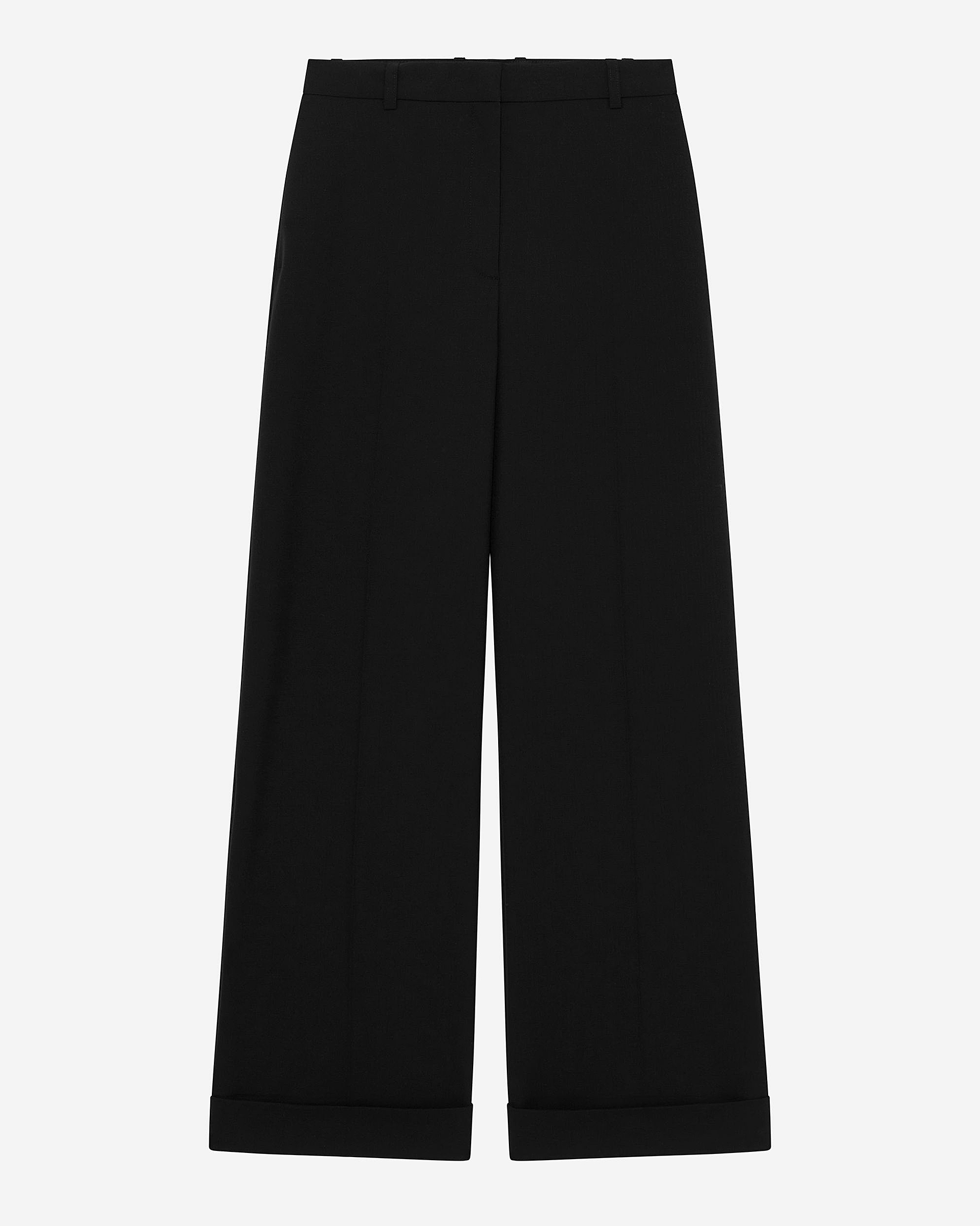 Wide-leg pants with black cuffs