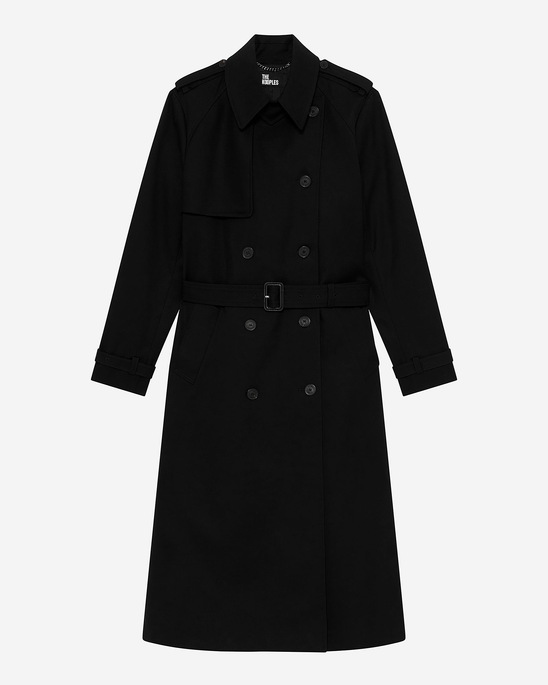 Long black cotton trench coat