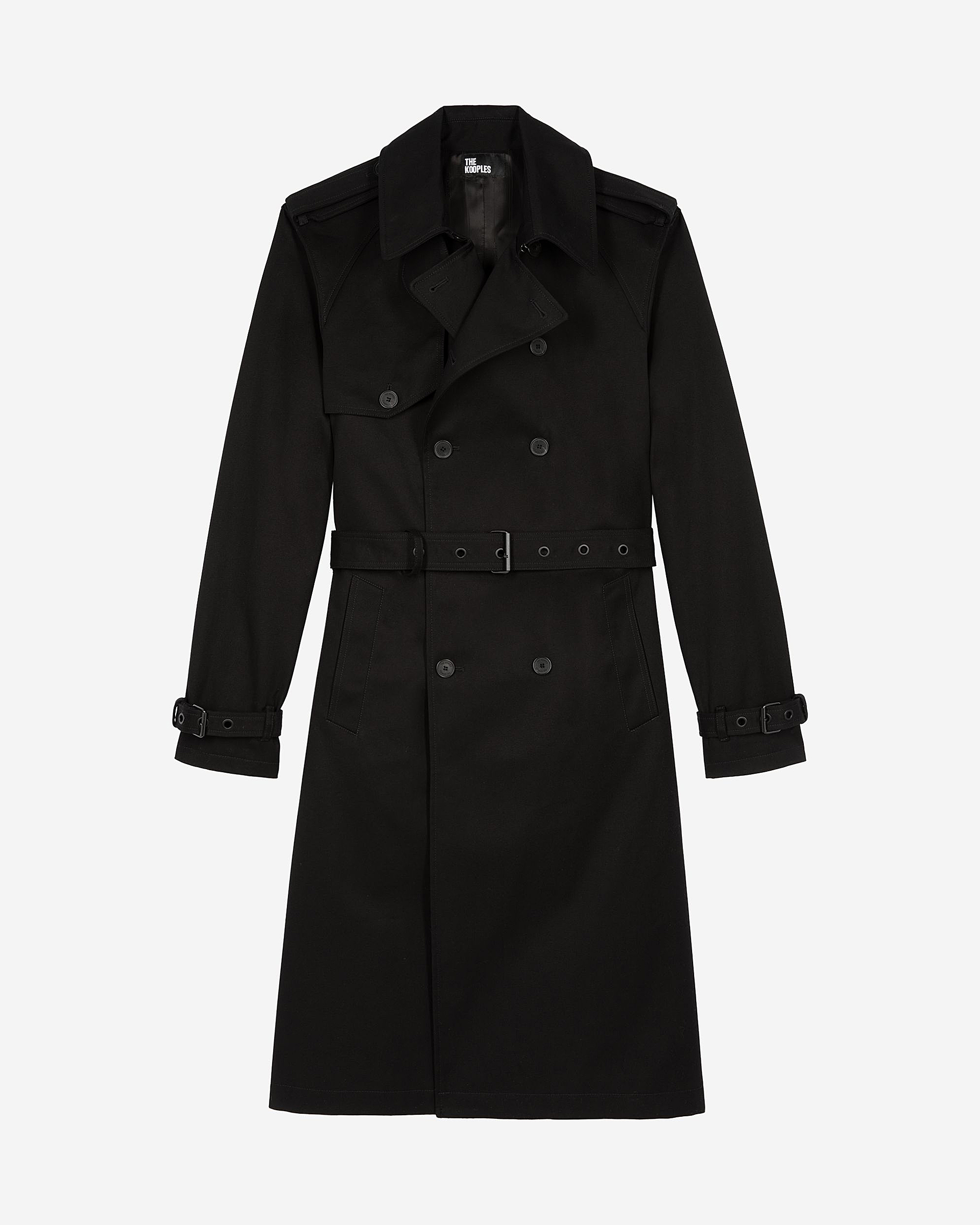Straight cut trench coat in black cotton