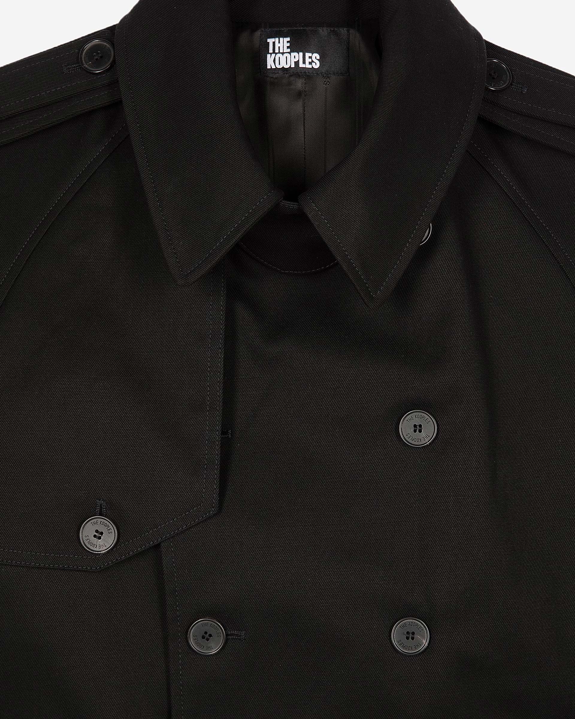Straight cut trench coat in black cotton