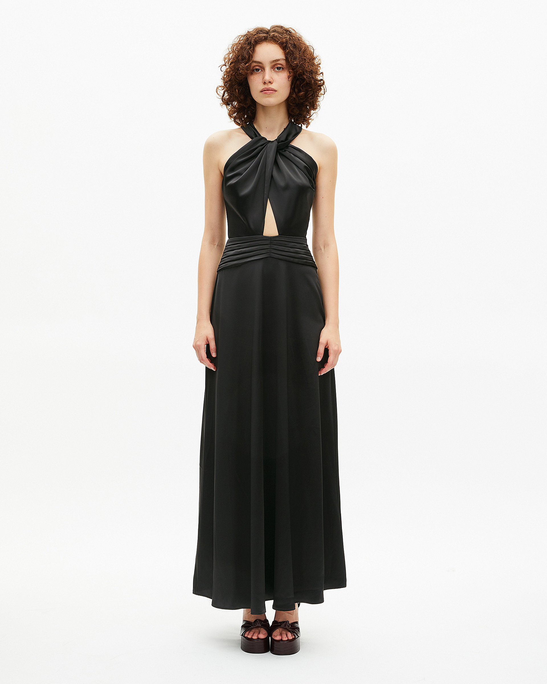 Black sleeveless maxi dress