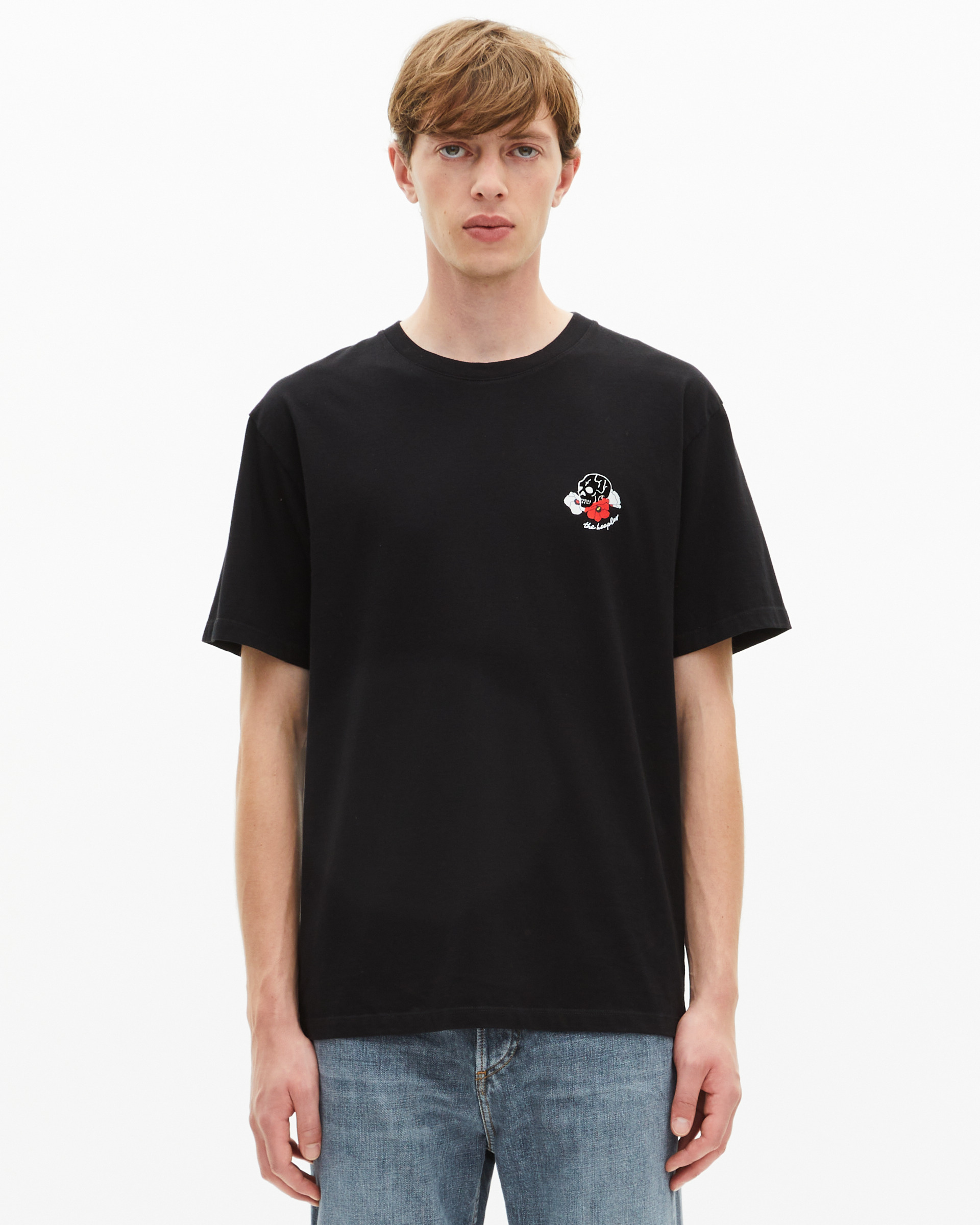 T-shirt with black skull flocking