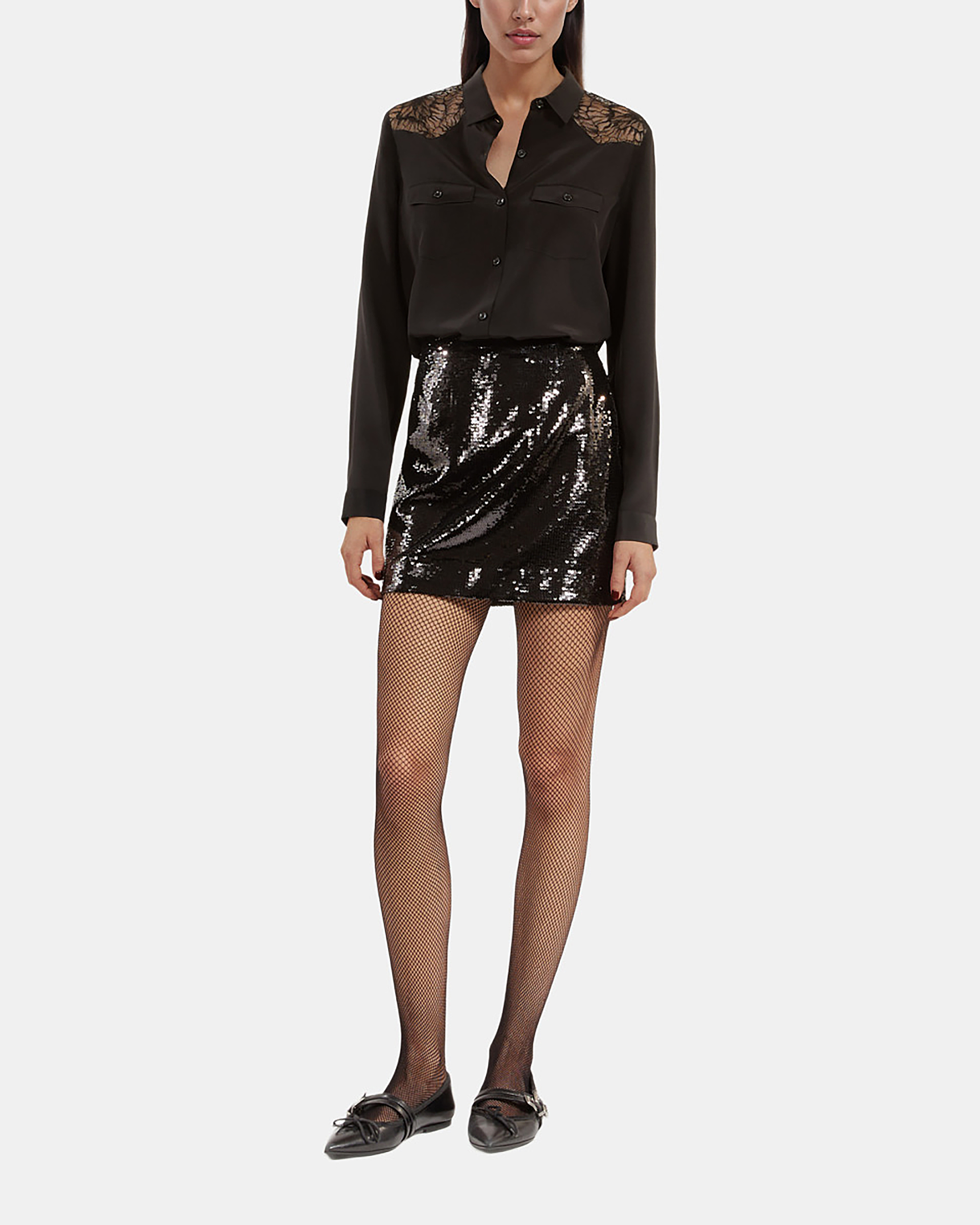 Short black sequin skirt