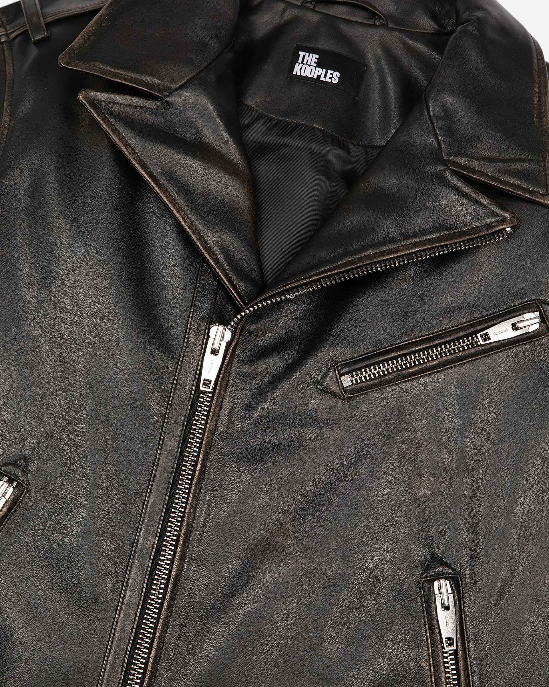 Black leather biker jacket
