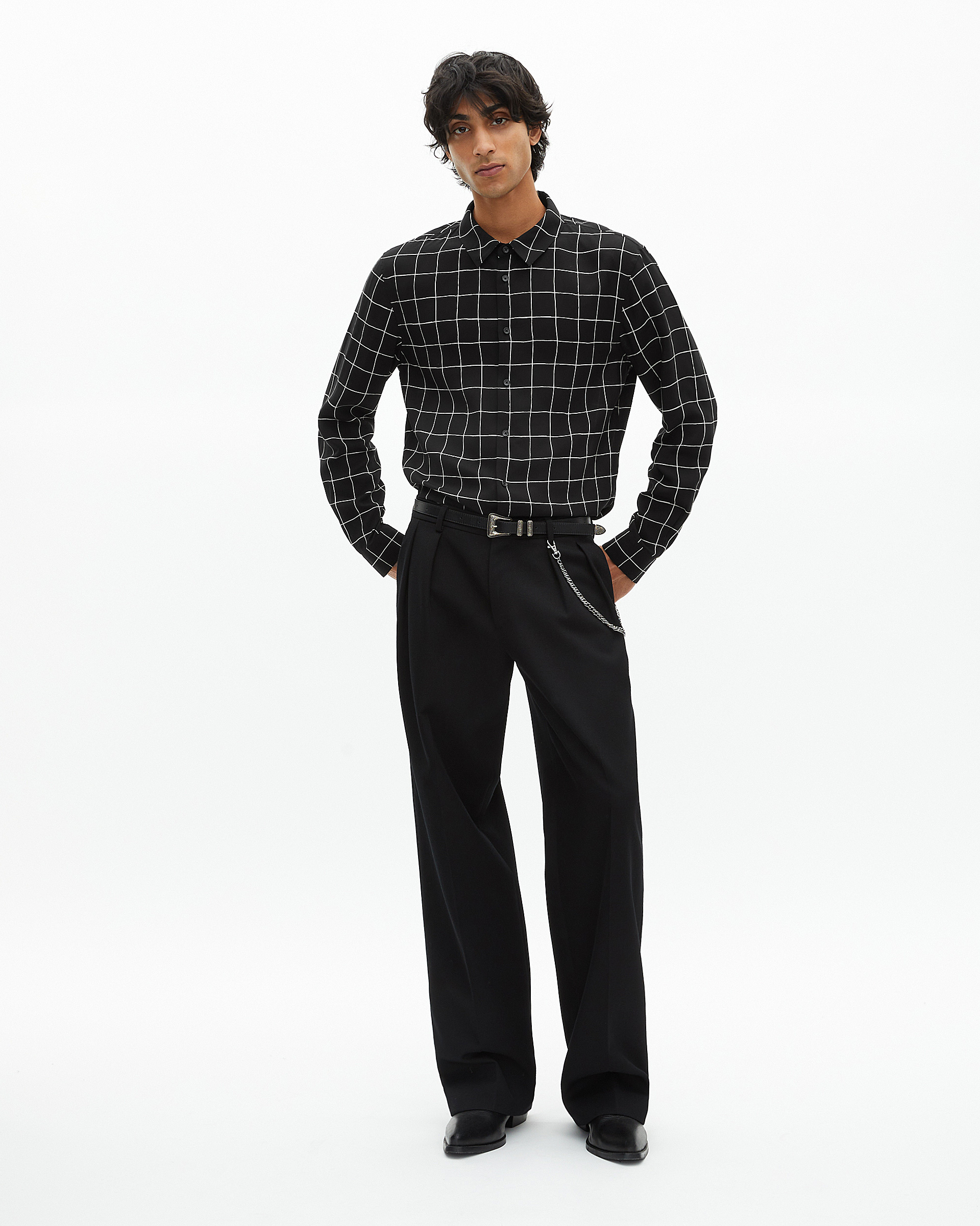 Black plaid shirt