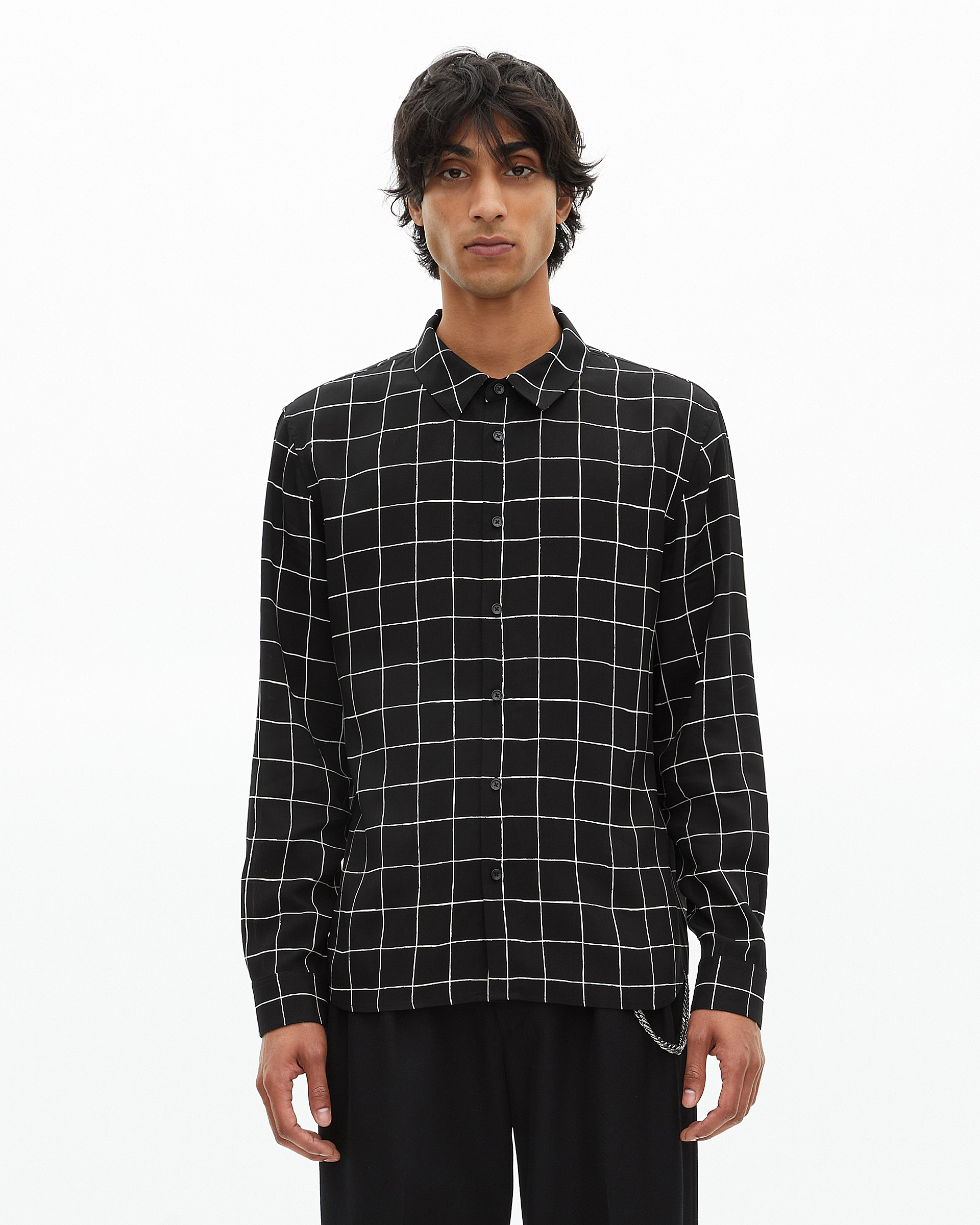 Black plaid shirt