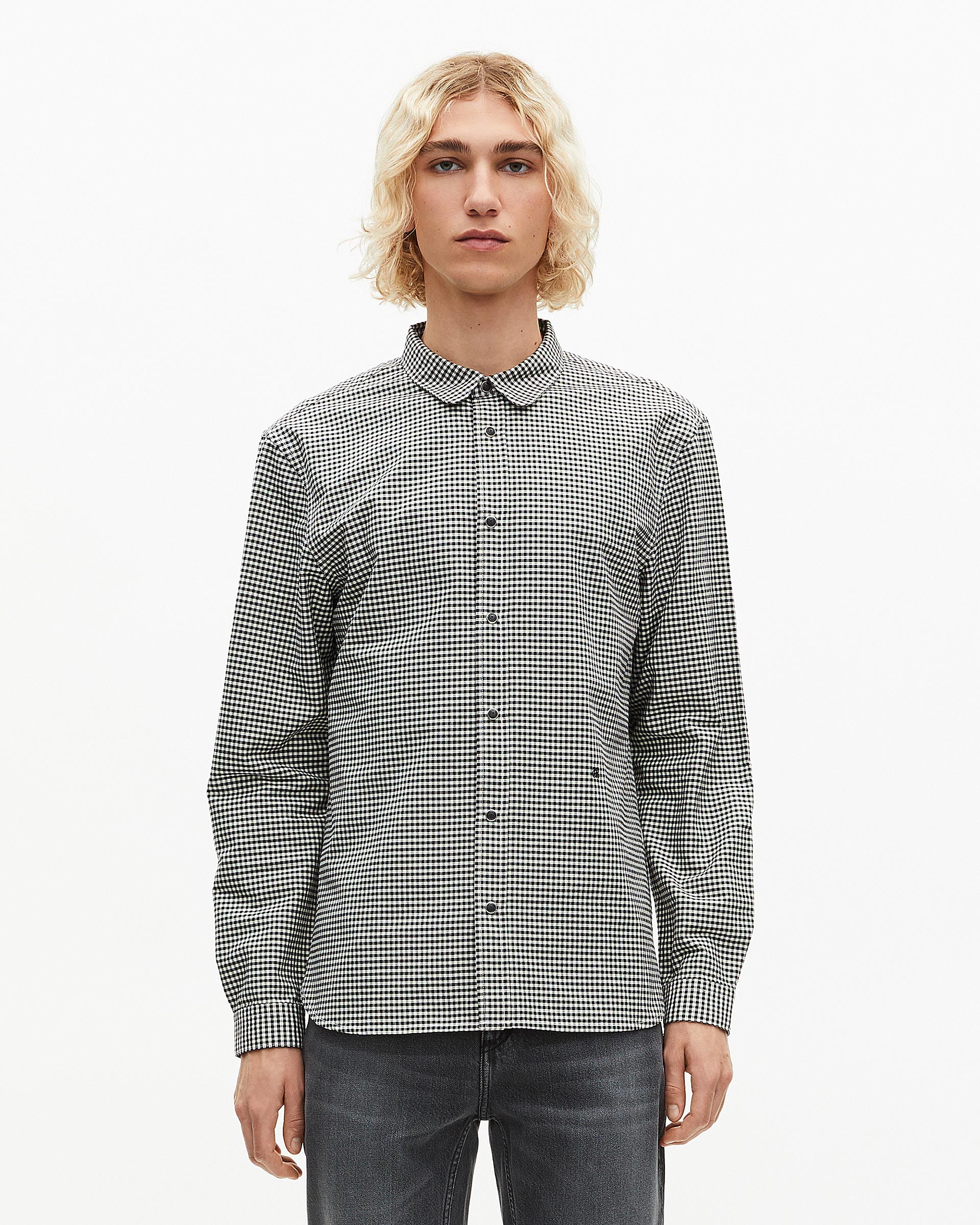 White and black checkered shirt