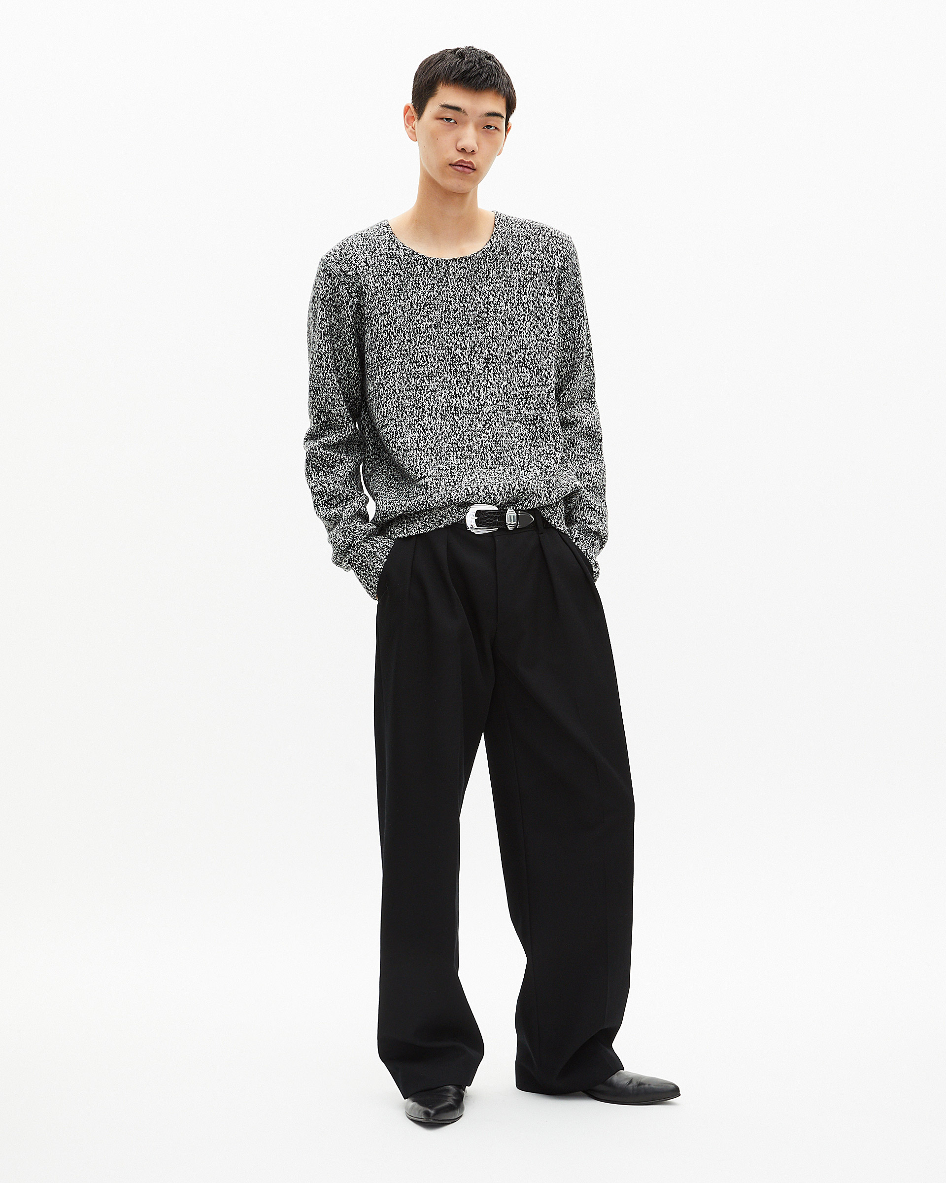 Black and white wool sweater