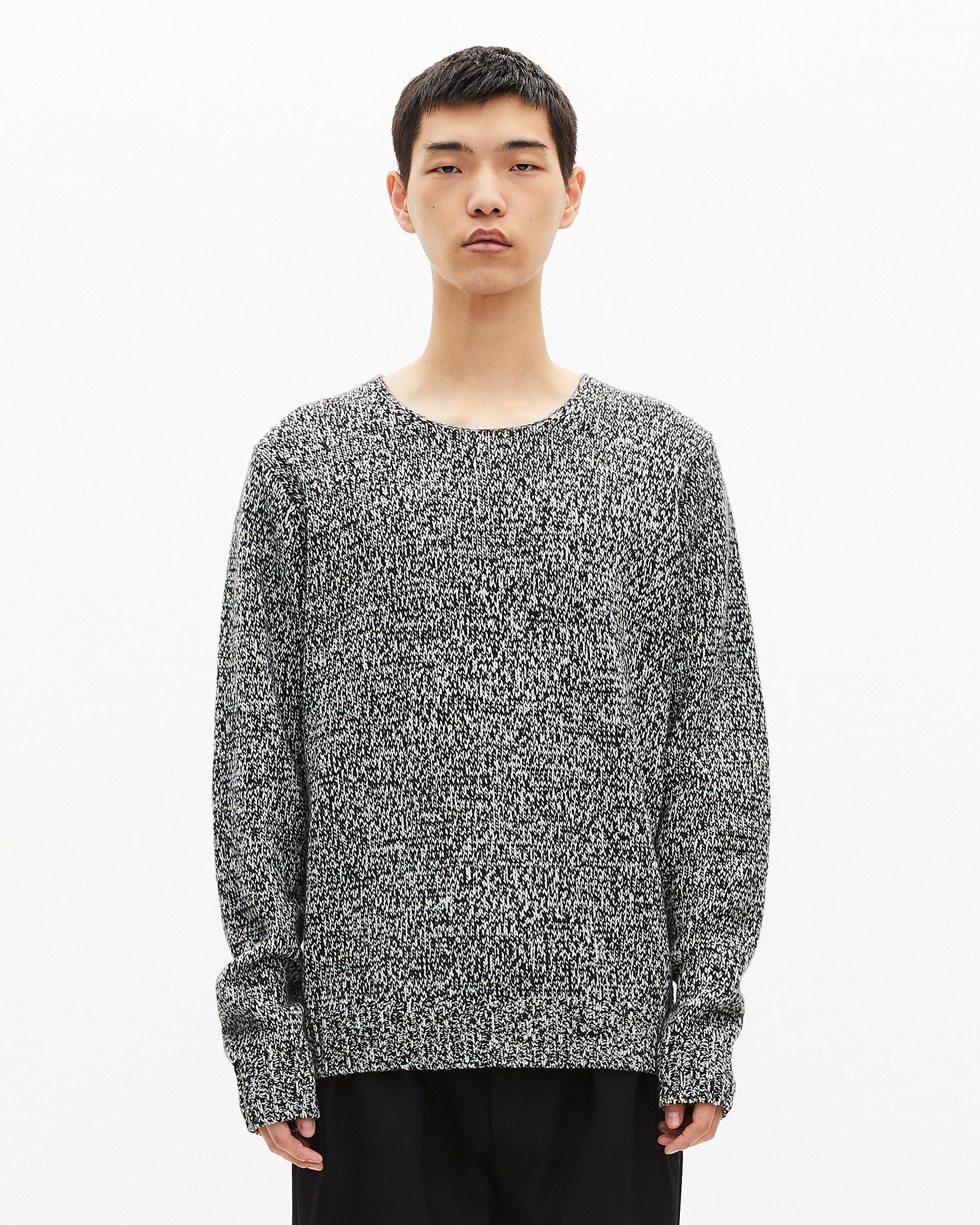 Black and white wool sweater