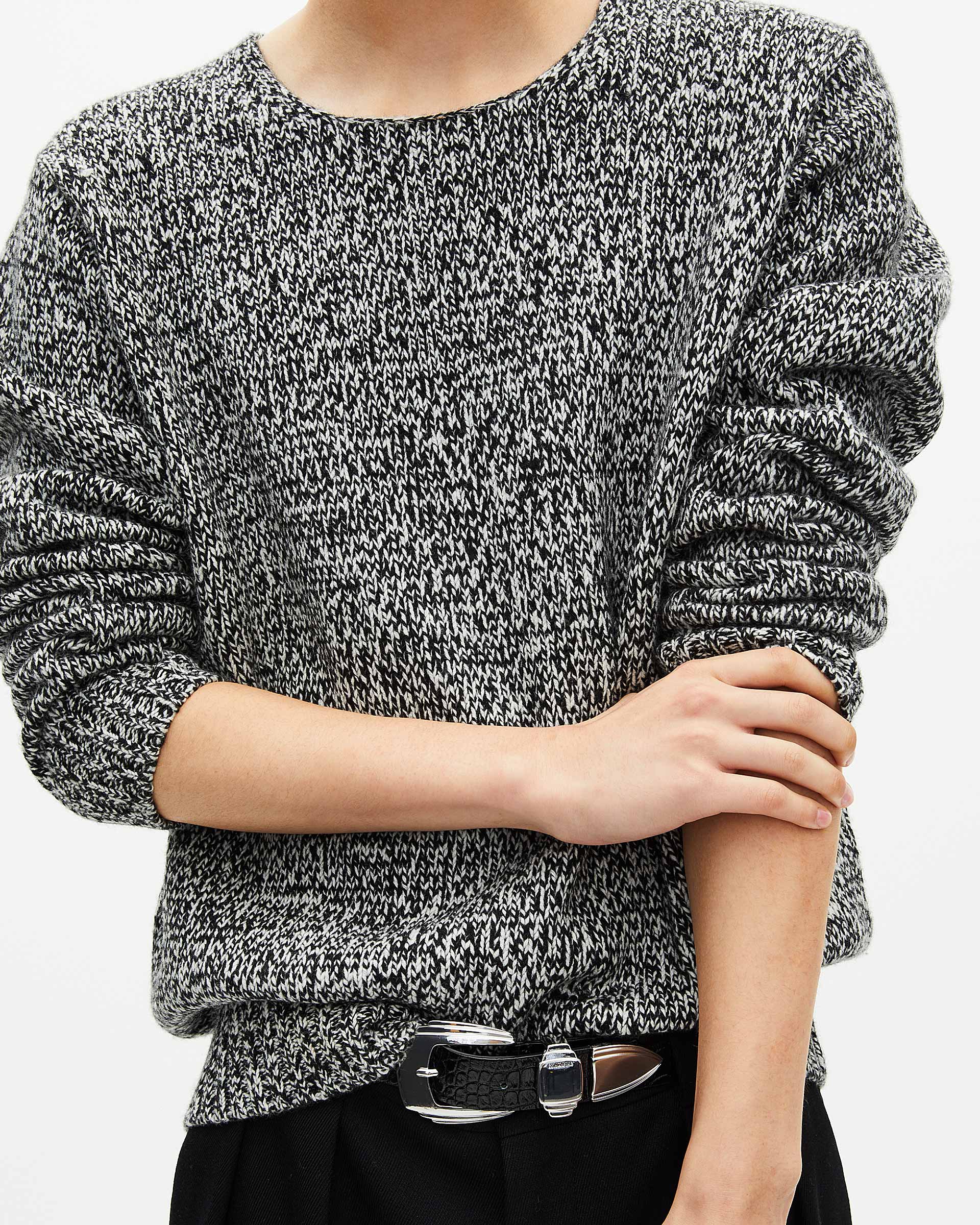 Black and white wool sweater