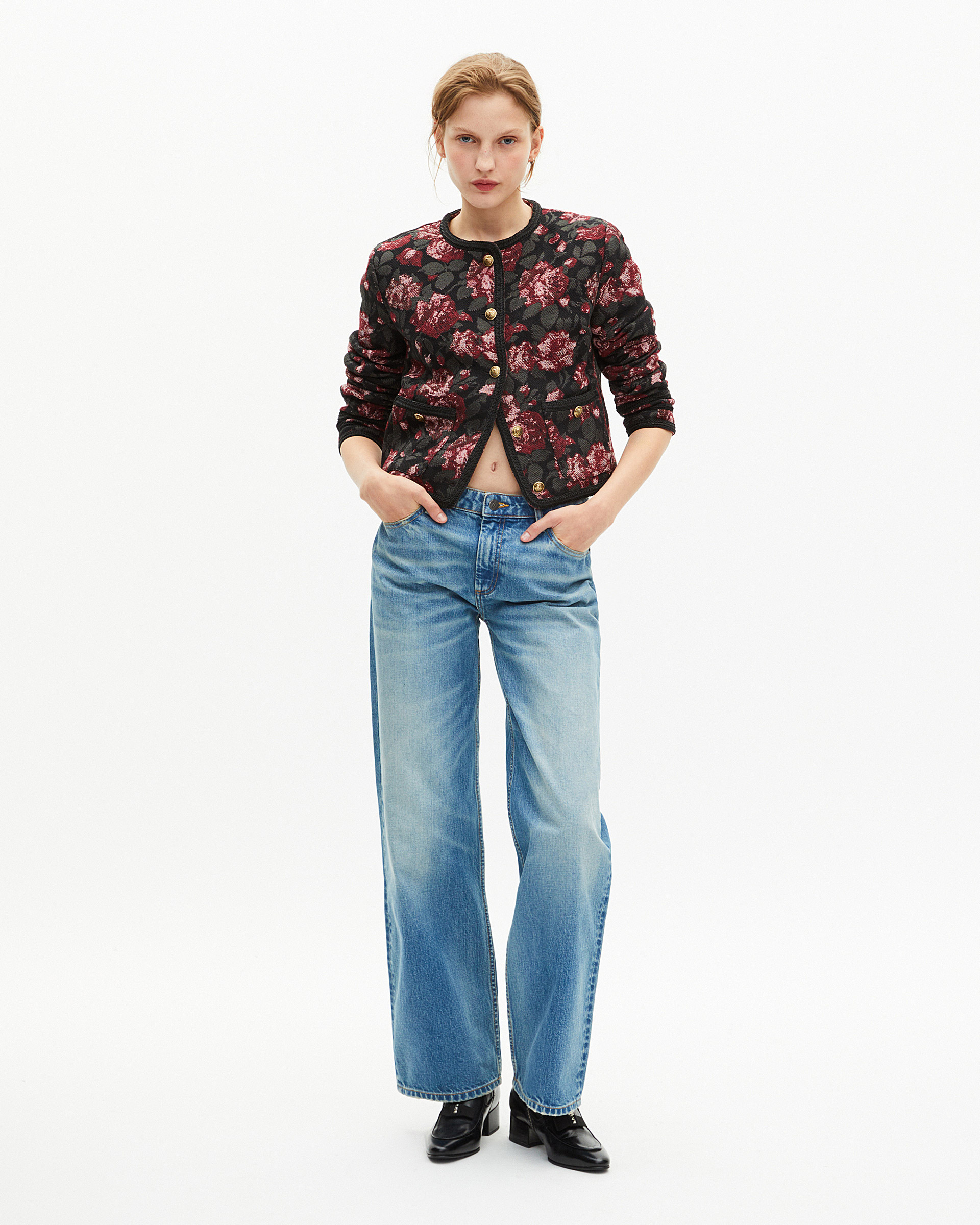 Burgundy pink jacquard jacket
