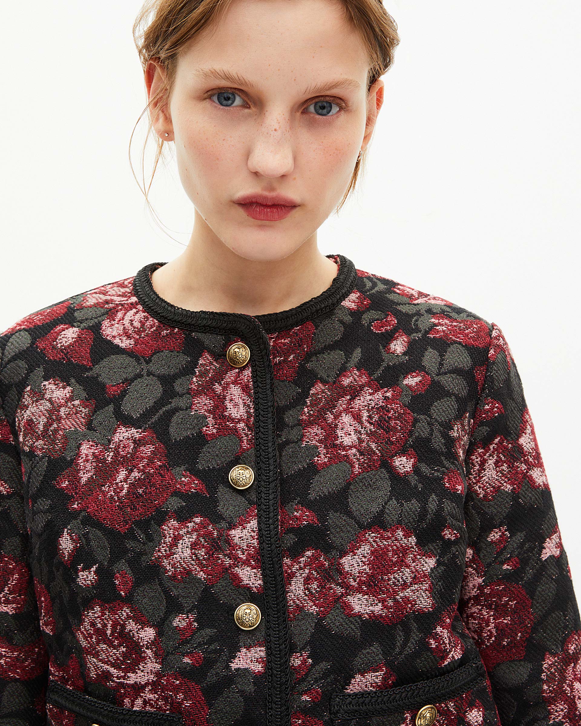 Burgundy pink jacquard jacket