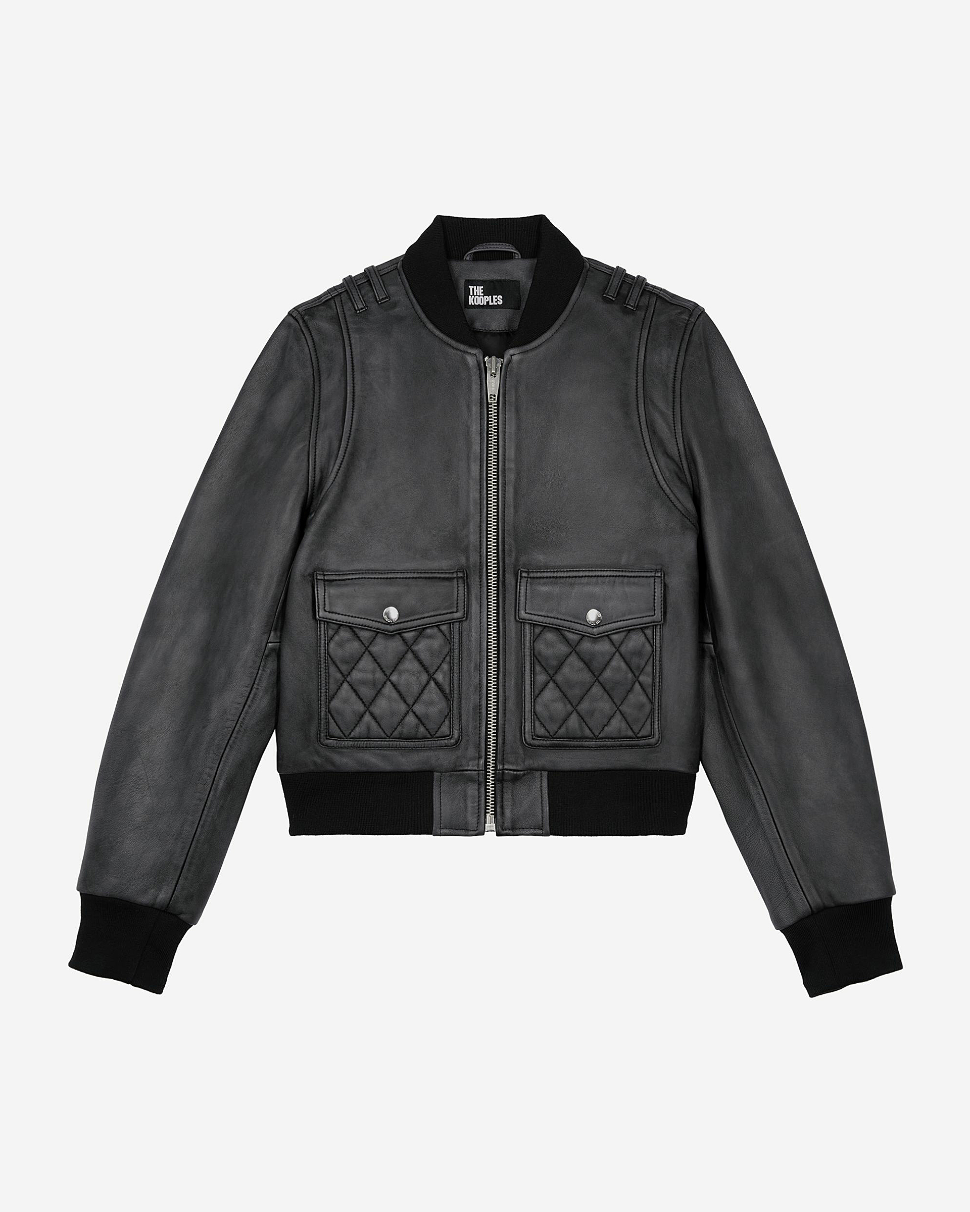 Black vintage effect leather jacket