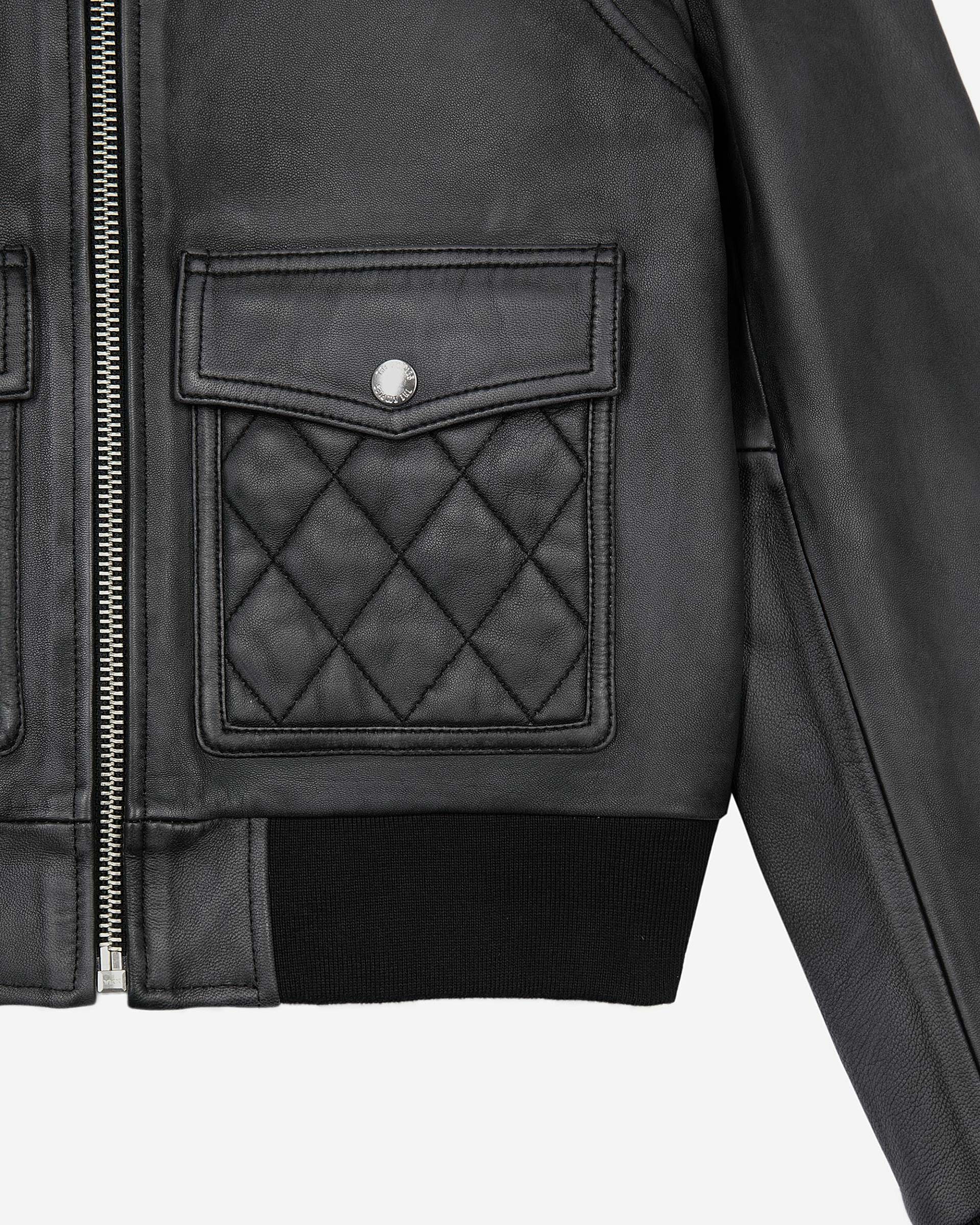 Black vintage effect leather jacket