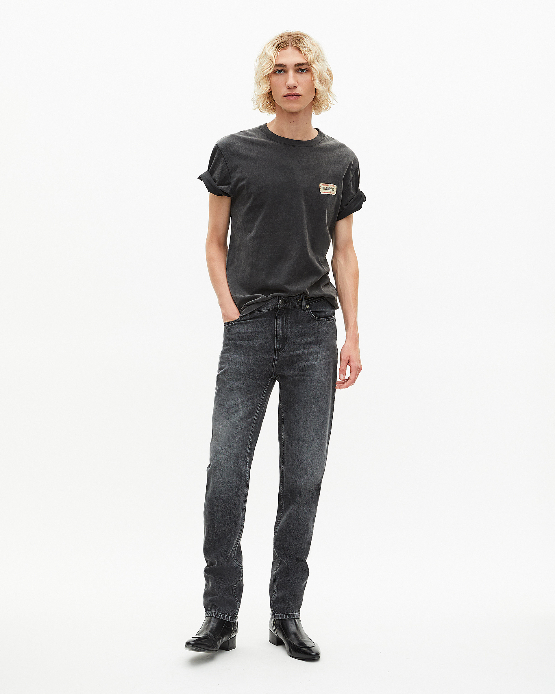 T-shirt with faded black silk-screen print