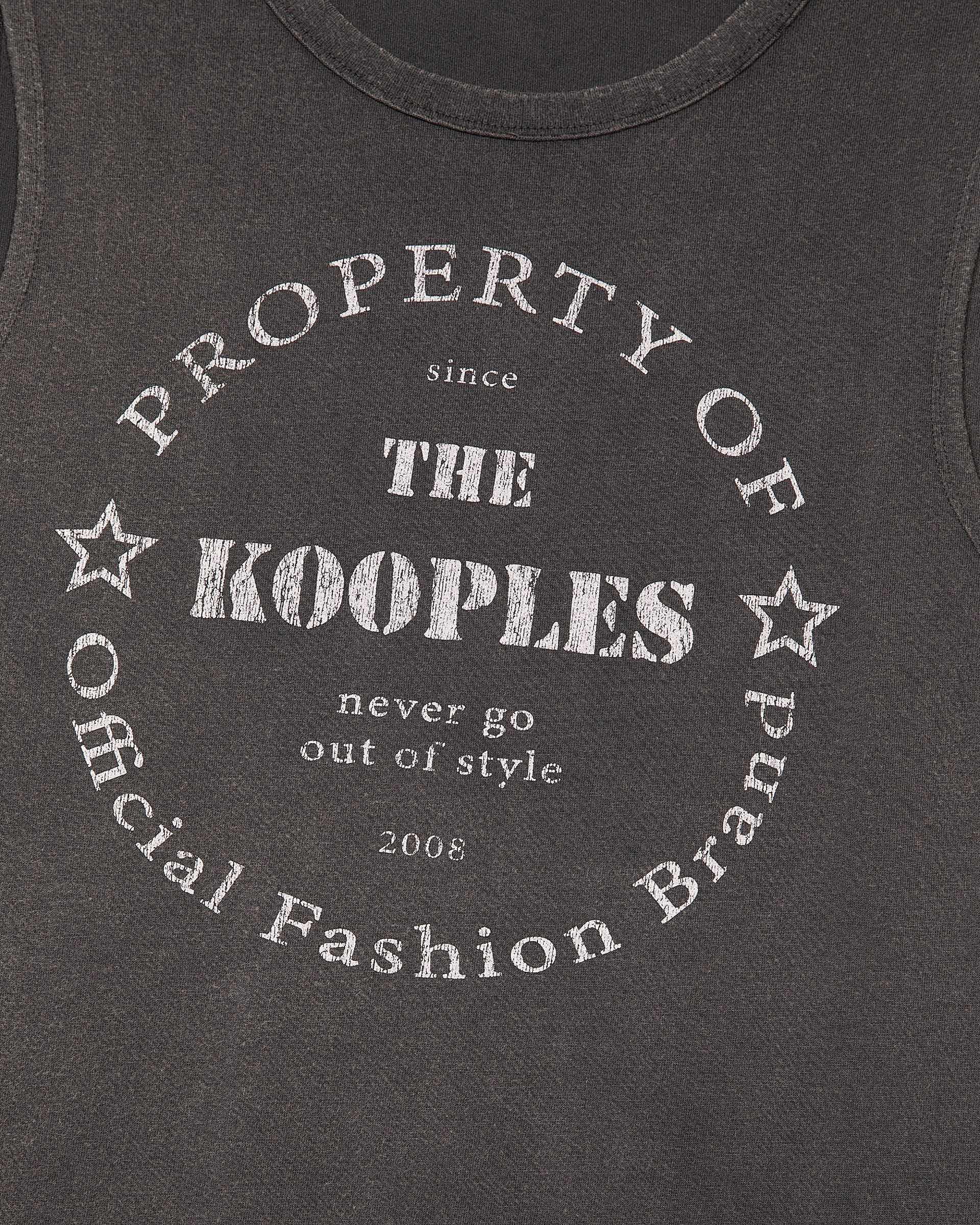 Tank top with faded black screen print