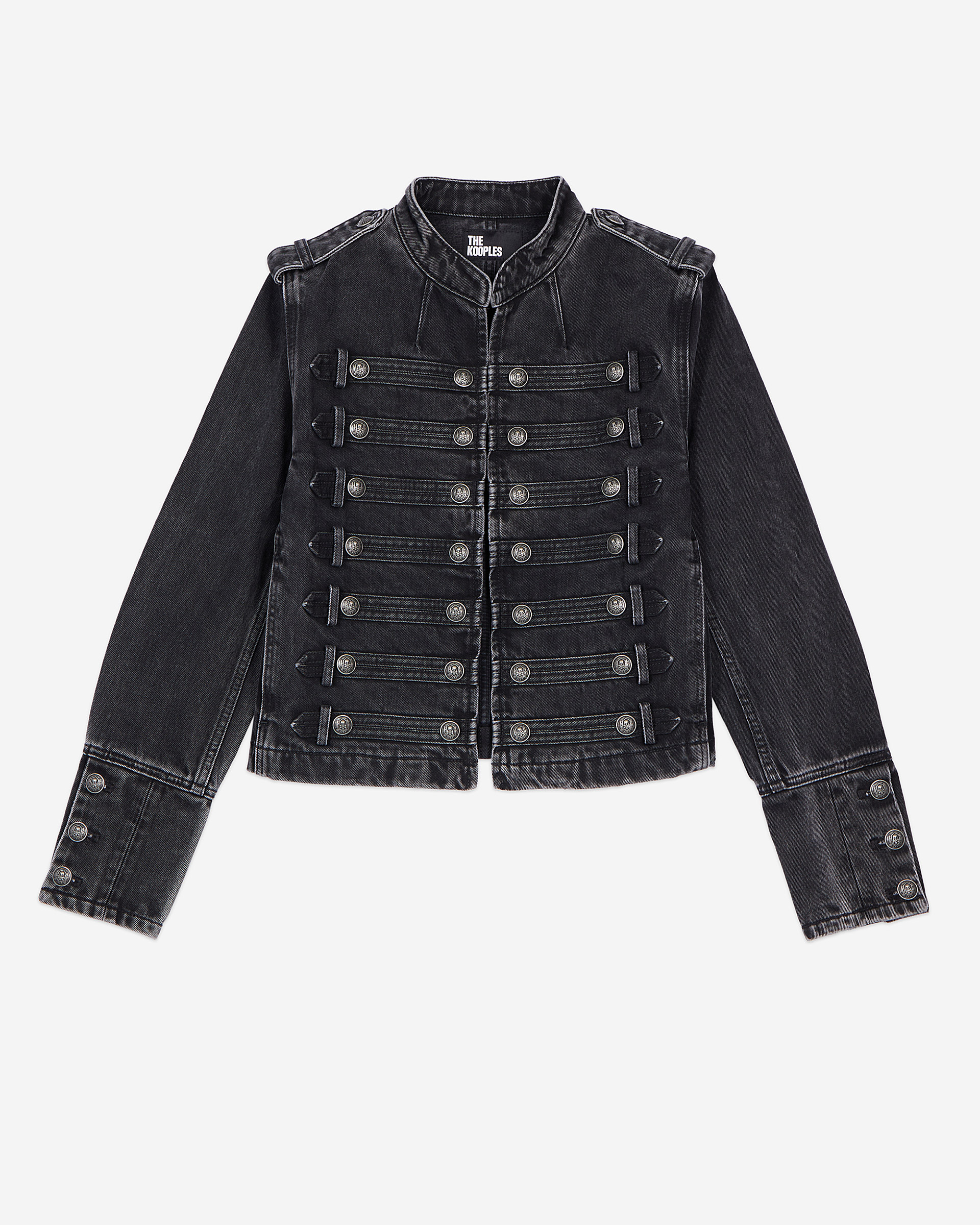 Grey denim officer-style jacket