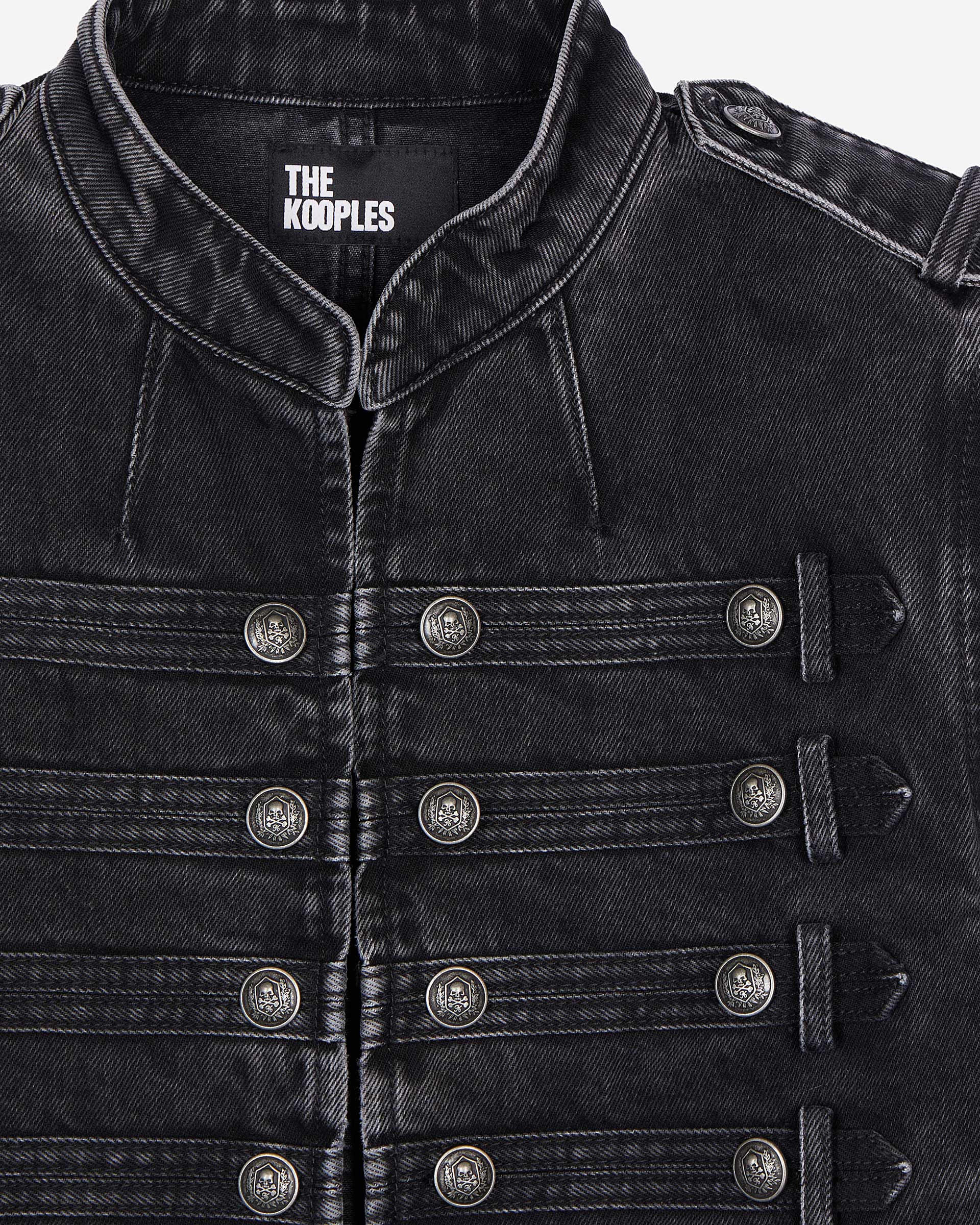 Grey denim officer-style jacket
