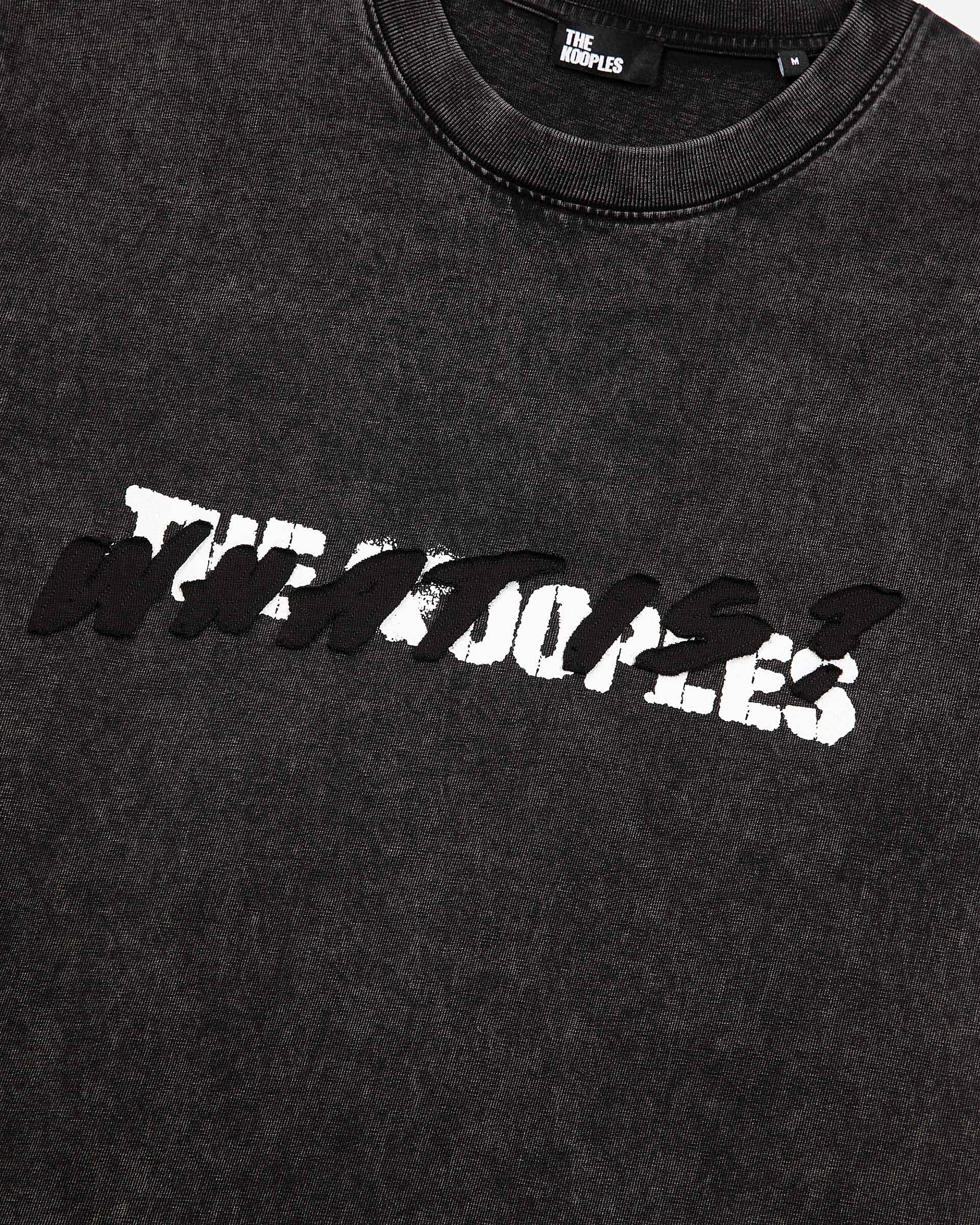 Black What Is denim patch t-shirt