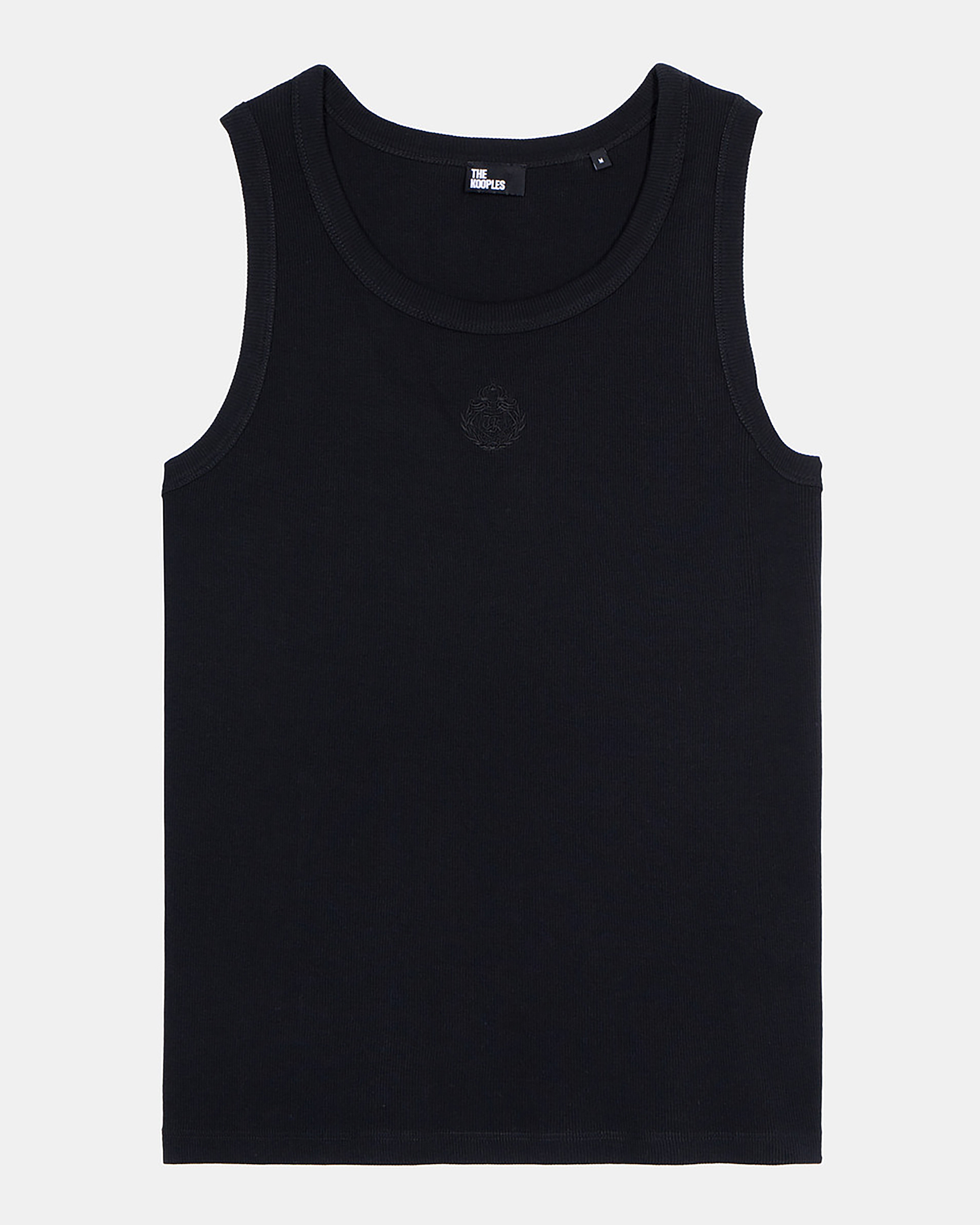 Tank top with black coat-of-arms embroidery