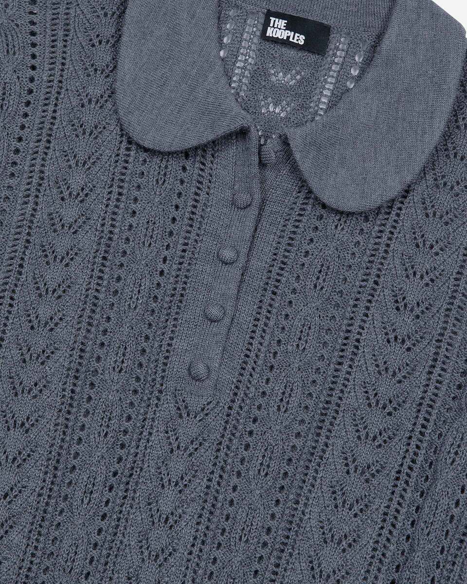 Grey merino wool short-sleeve sweater