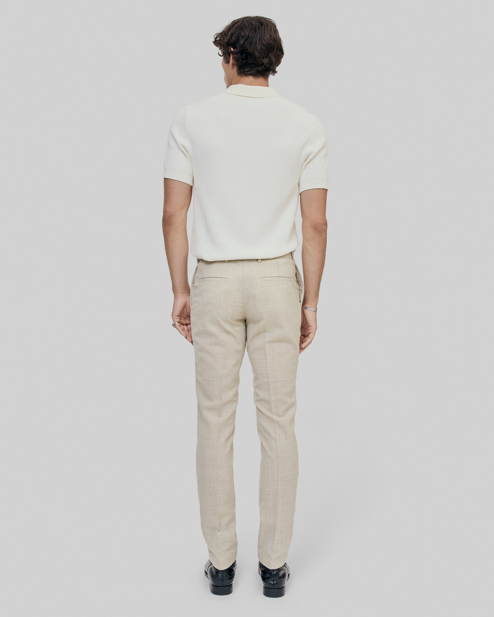 Beige slim fit wool suit pants