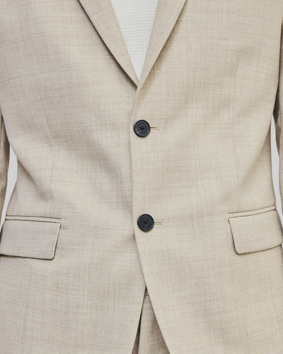 Beige slim fit wool suit jacket