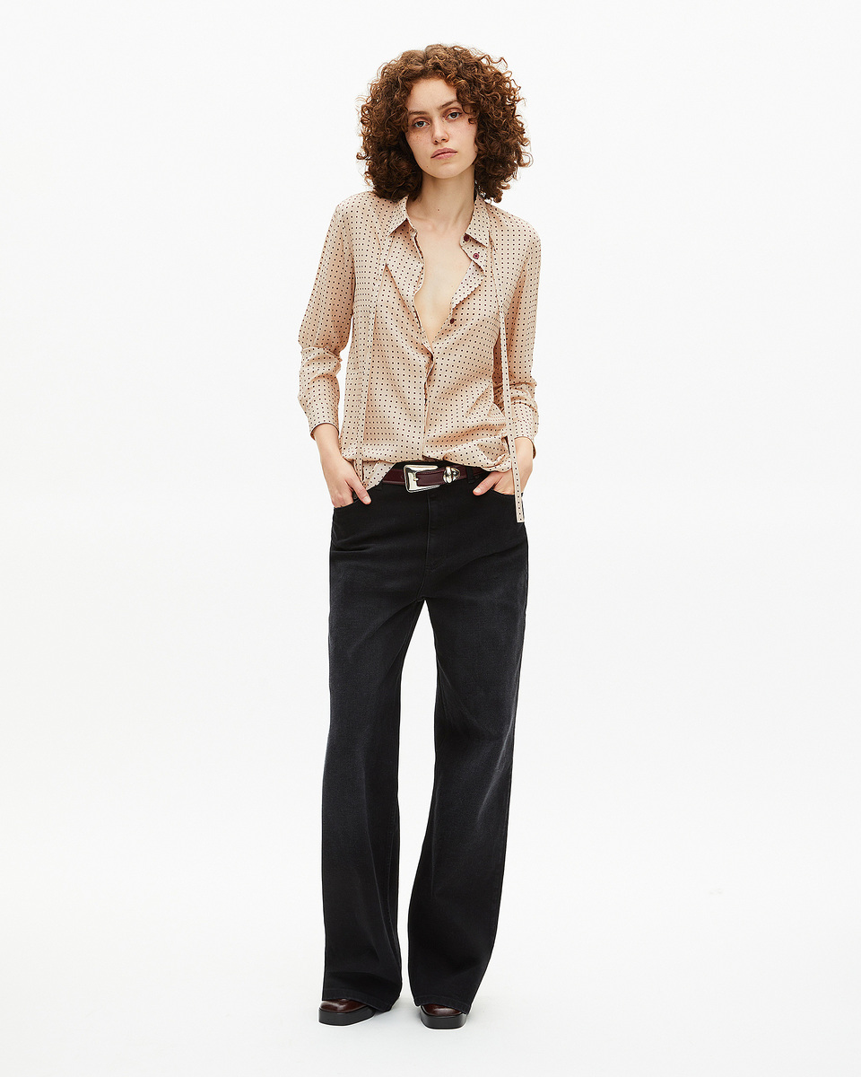 Shirt with beige polka-dot lavaliere