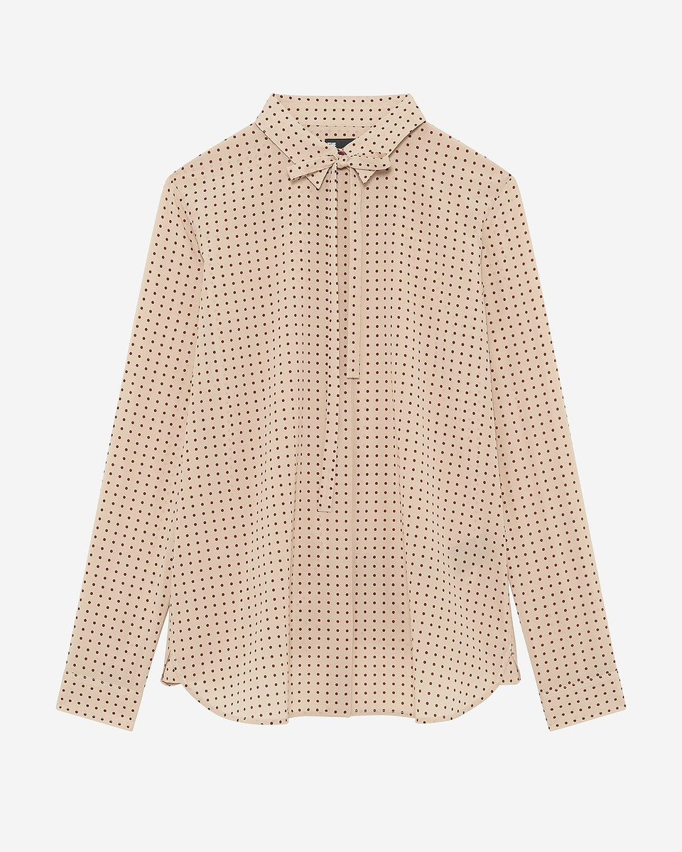 Shirt with beige polka-dot lavaliere