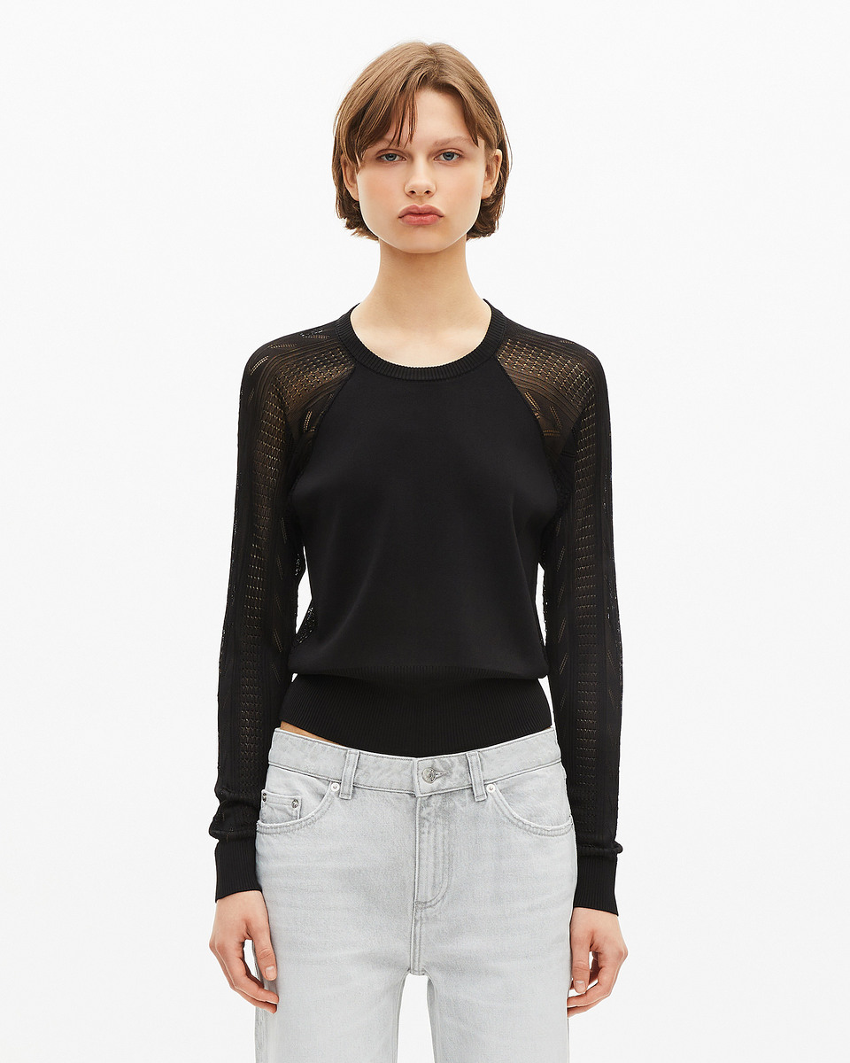 Black sheer-back sweater