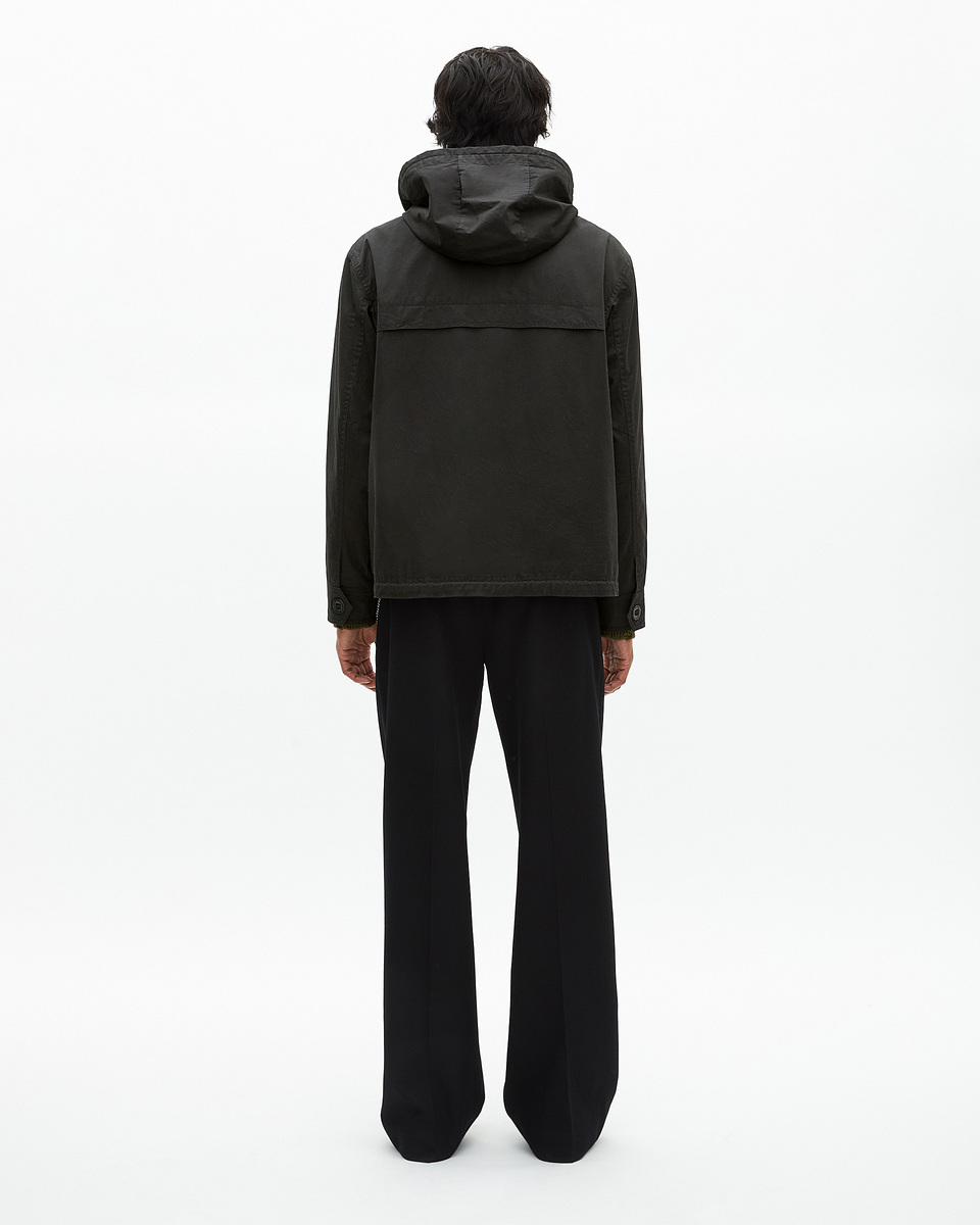 Short black hooded parka