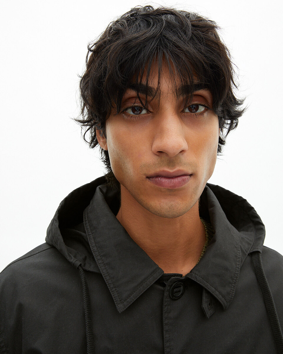 Short black hooded parka