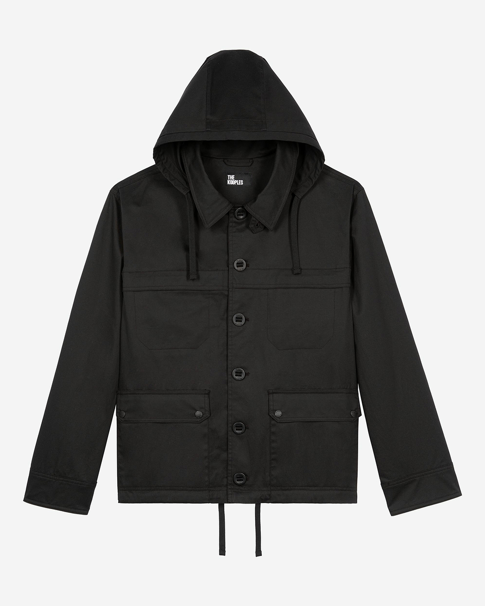 Short black hooded parka