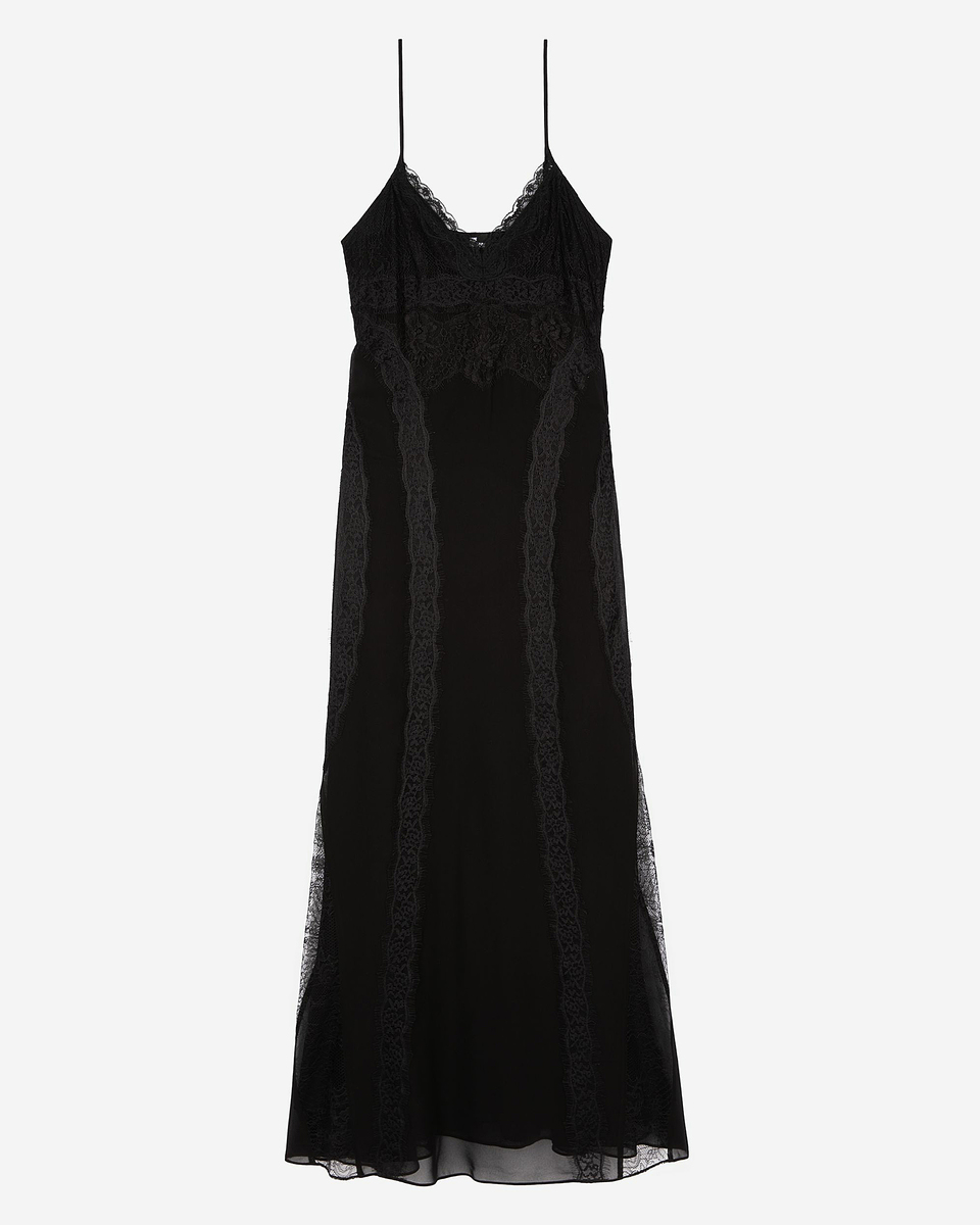 Long dress with black lace