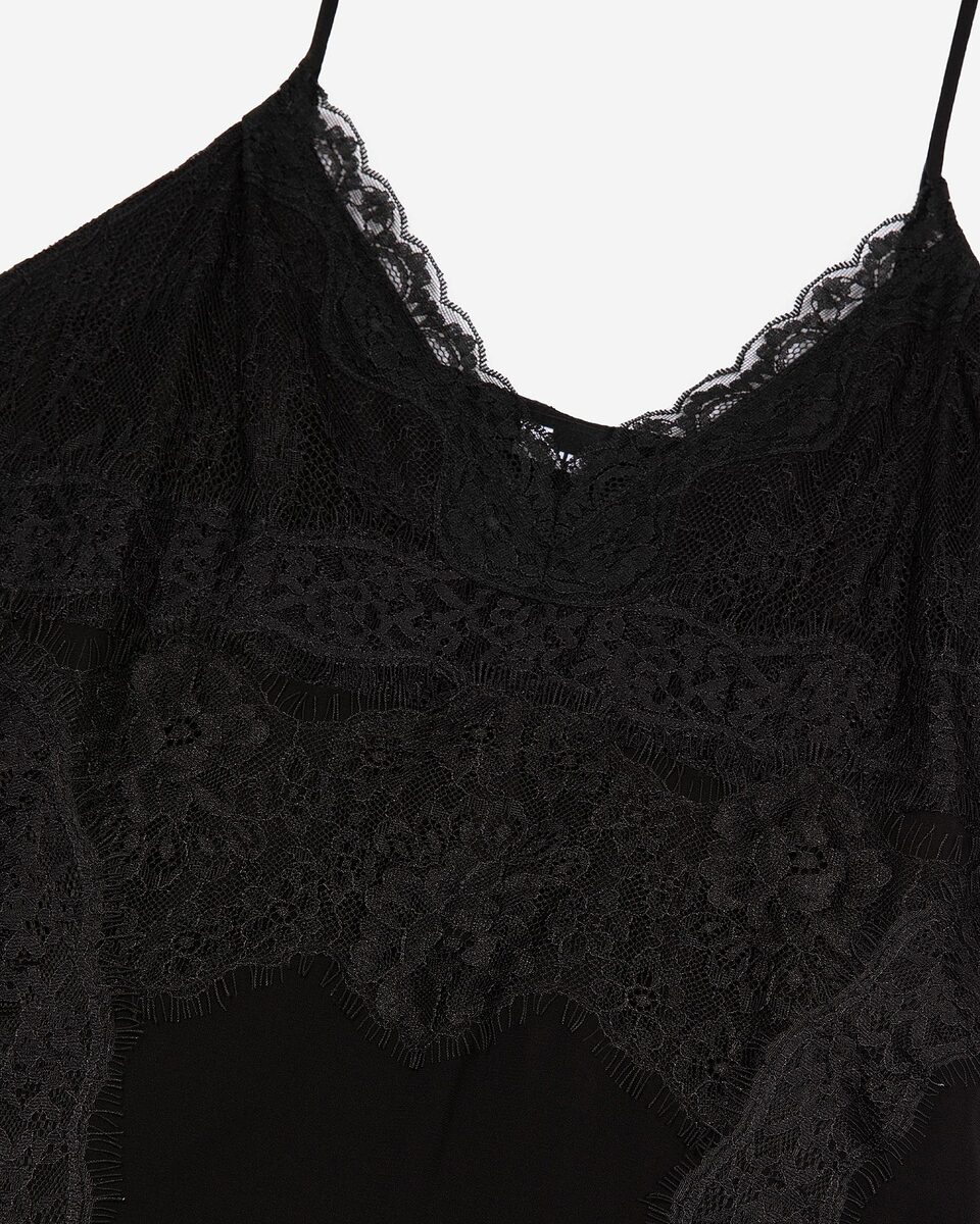 Long dress with black lace