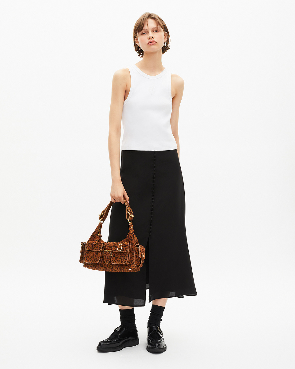 Long skirt in black silk
