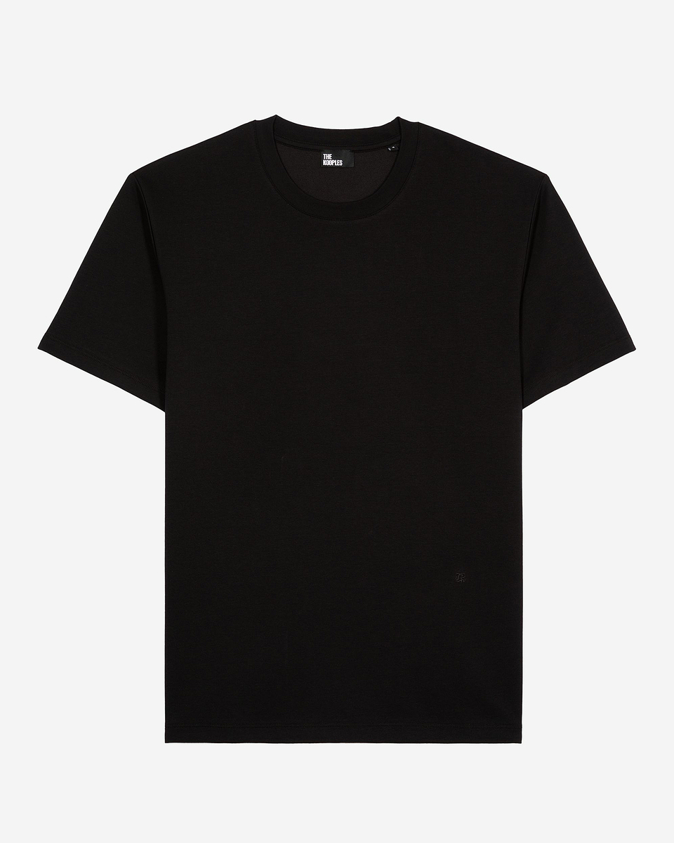 Mixed T-shirt, straight, plain black