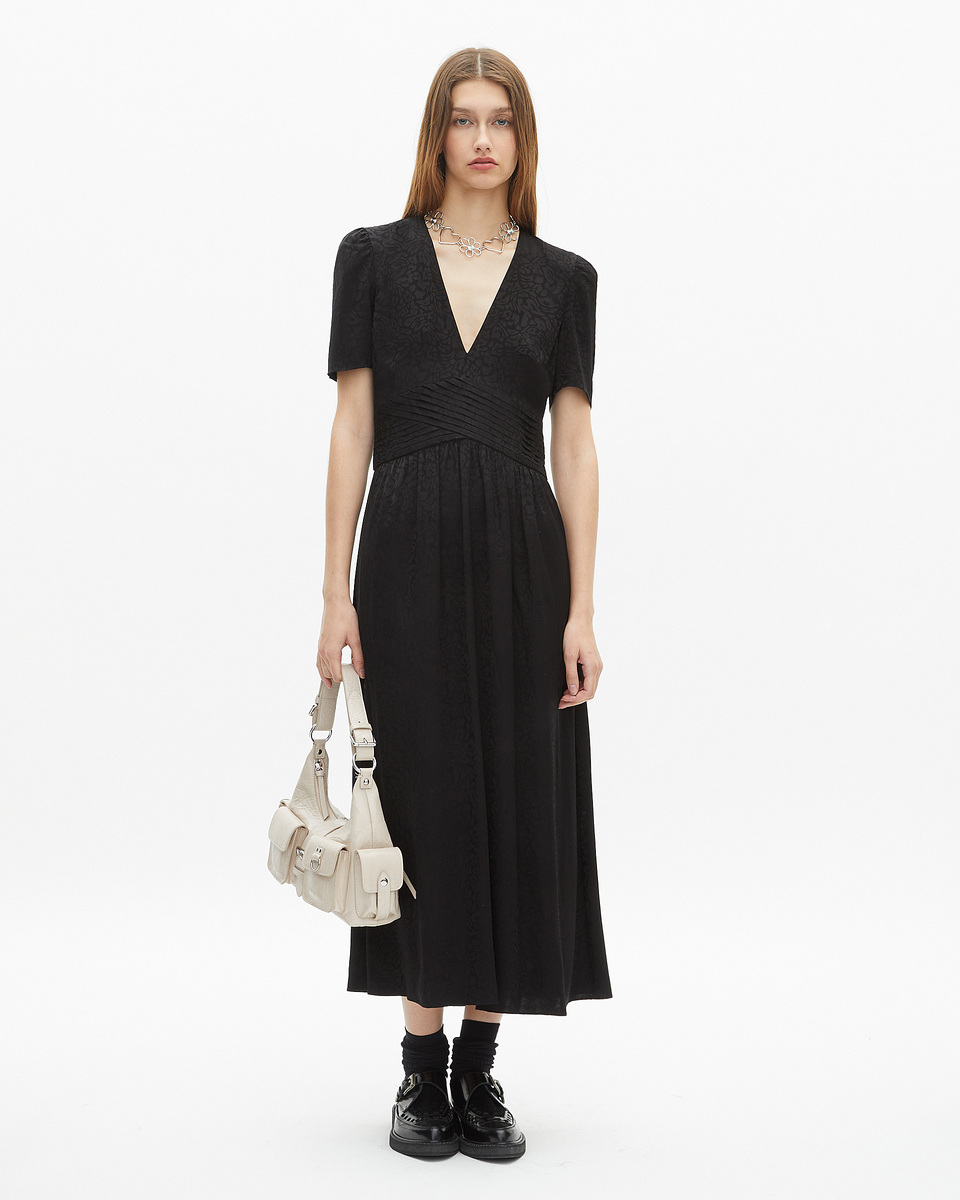Black jacquard maxi dress