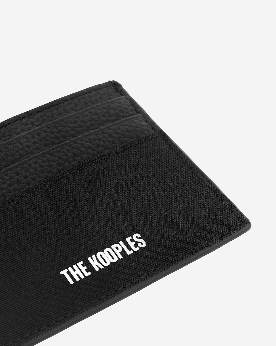 Black canvas and grained leather cardholder