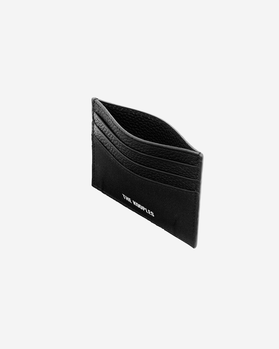 Black canvas and grained leather cardholder