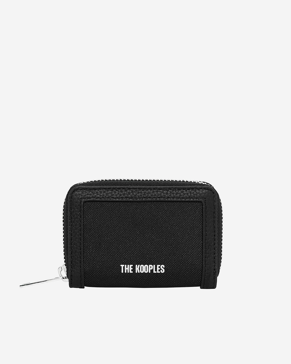 Black canvas and grained leather wallet