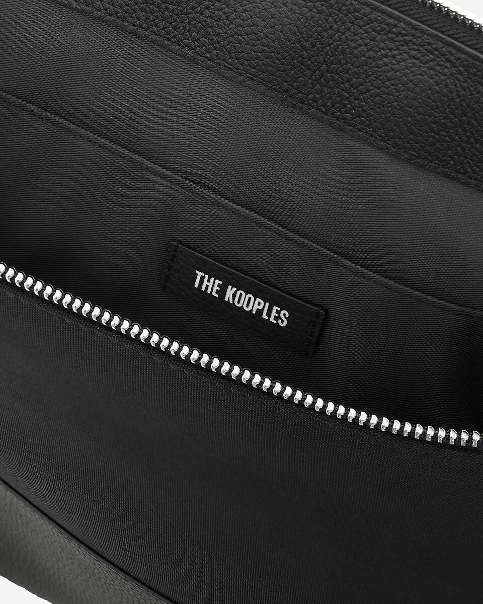Black canvas and grained leather computer case
