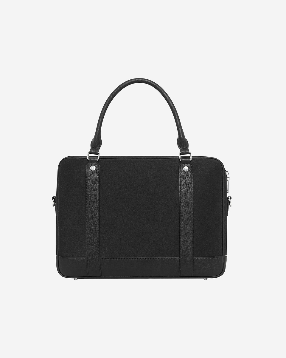 Black canvas and grained leather briefcase