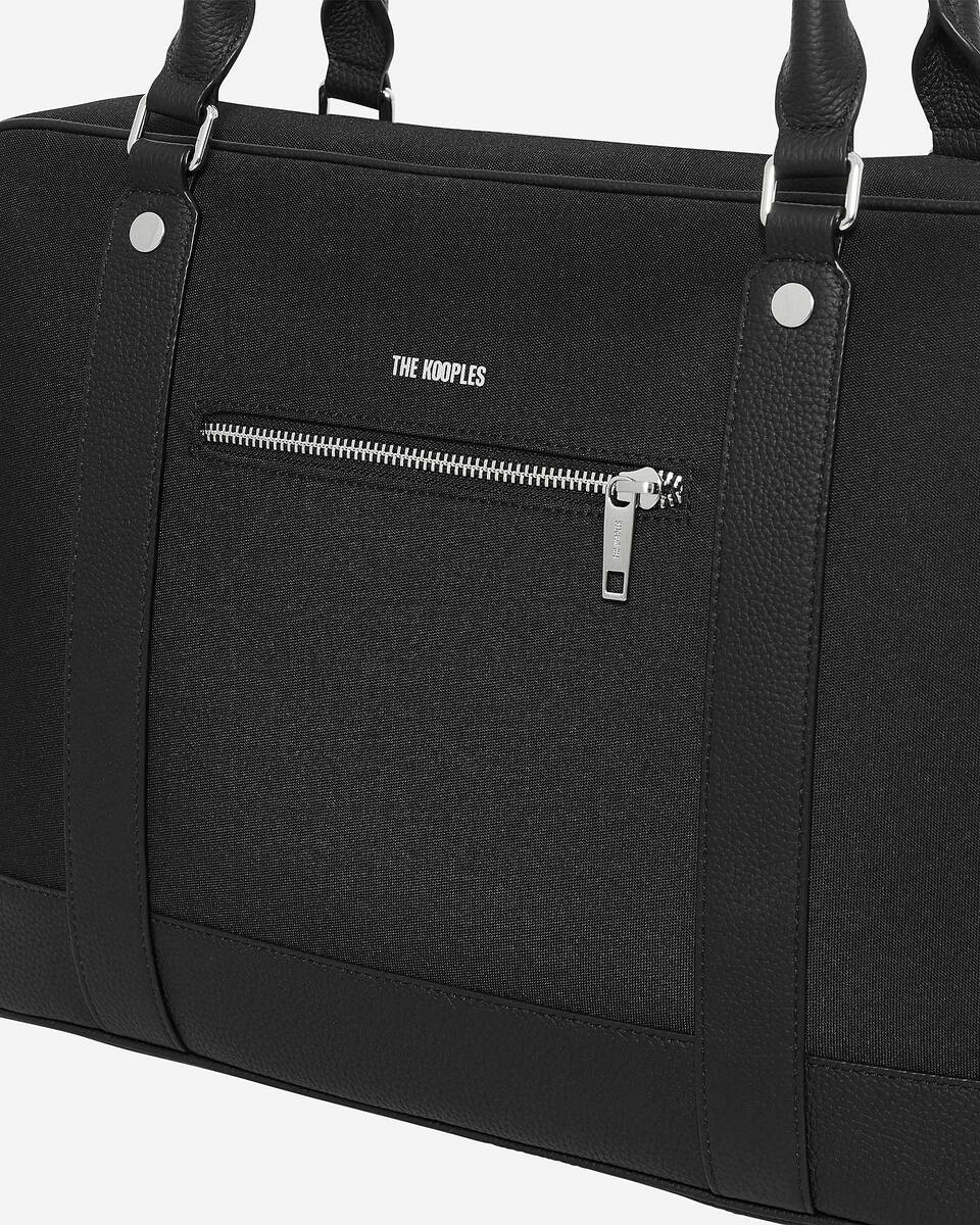 Black canvas and grained leather briefcase