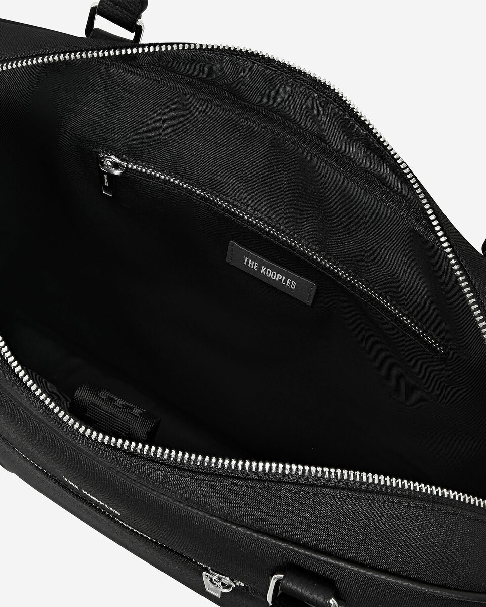 Black canvas and grained leather briefcase
