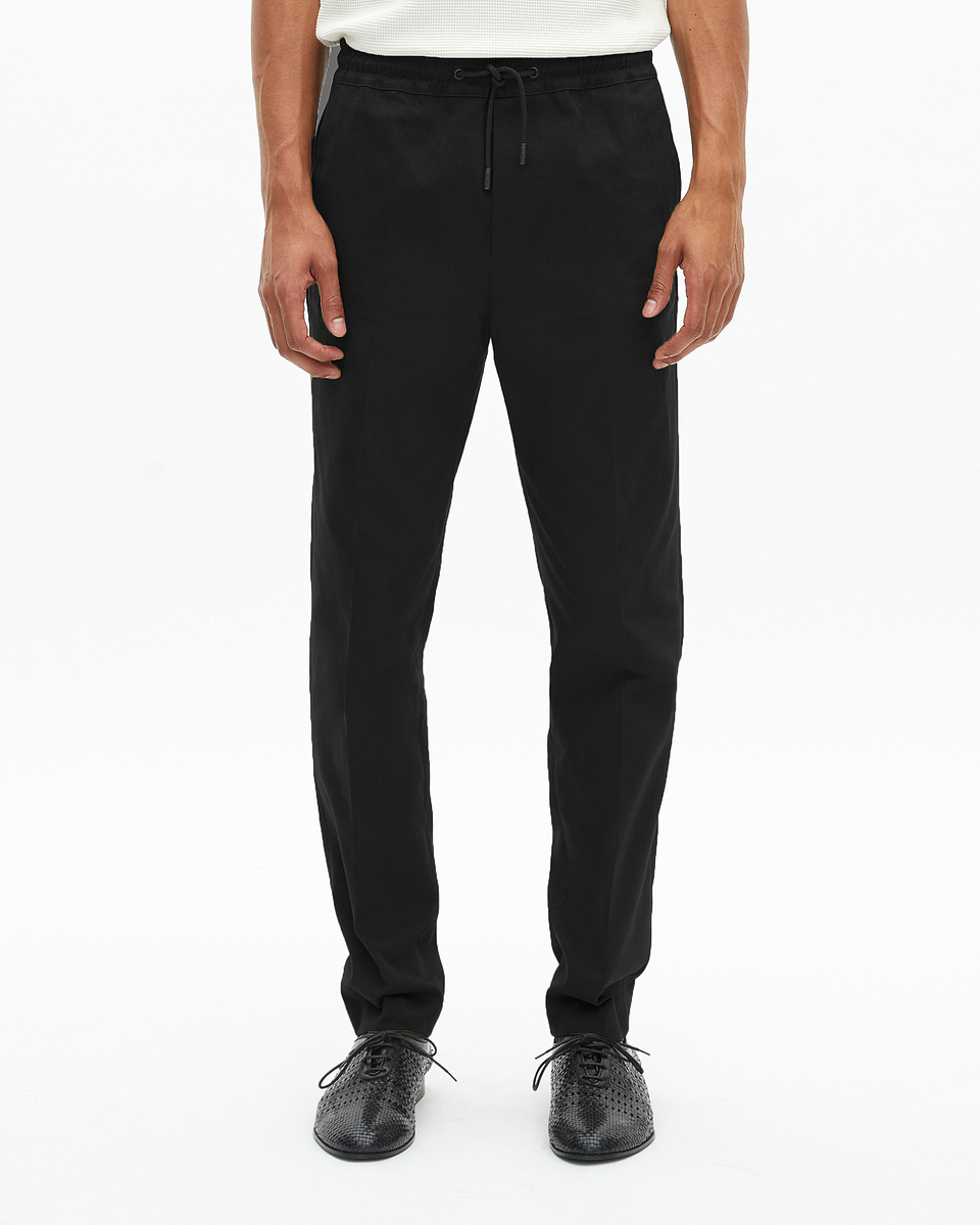 Black straight-leg pants