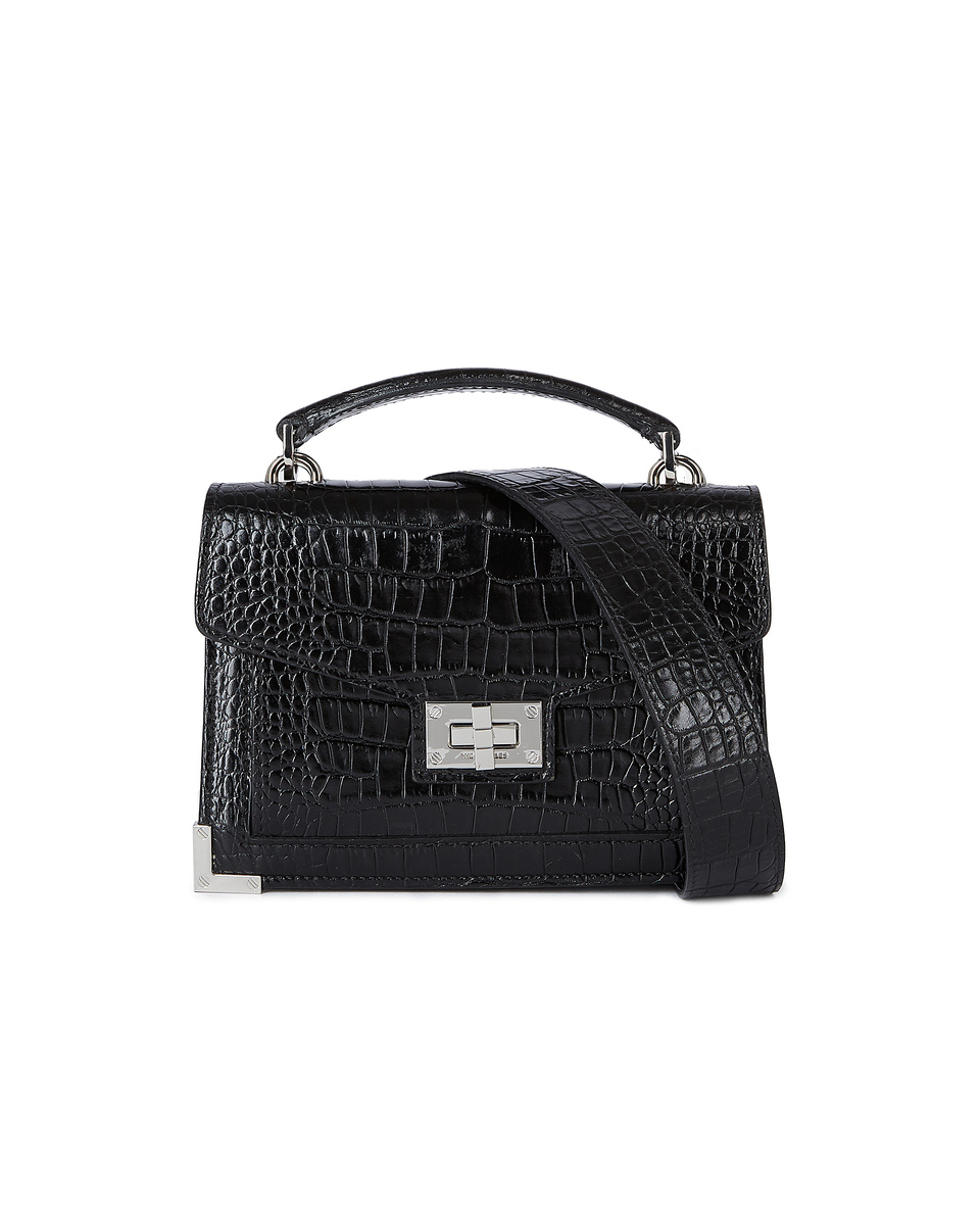 Emily small crocodile-effect bag in black leather
