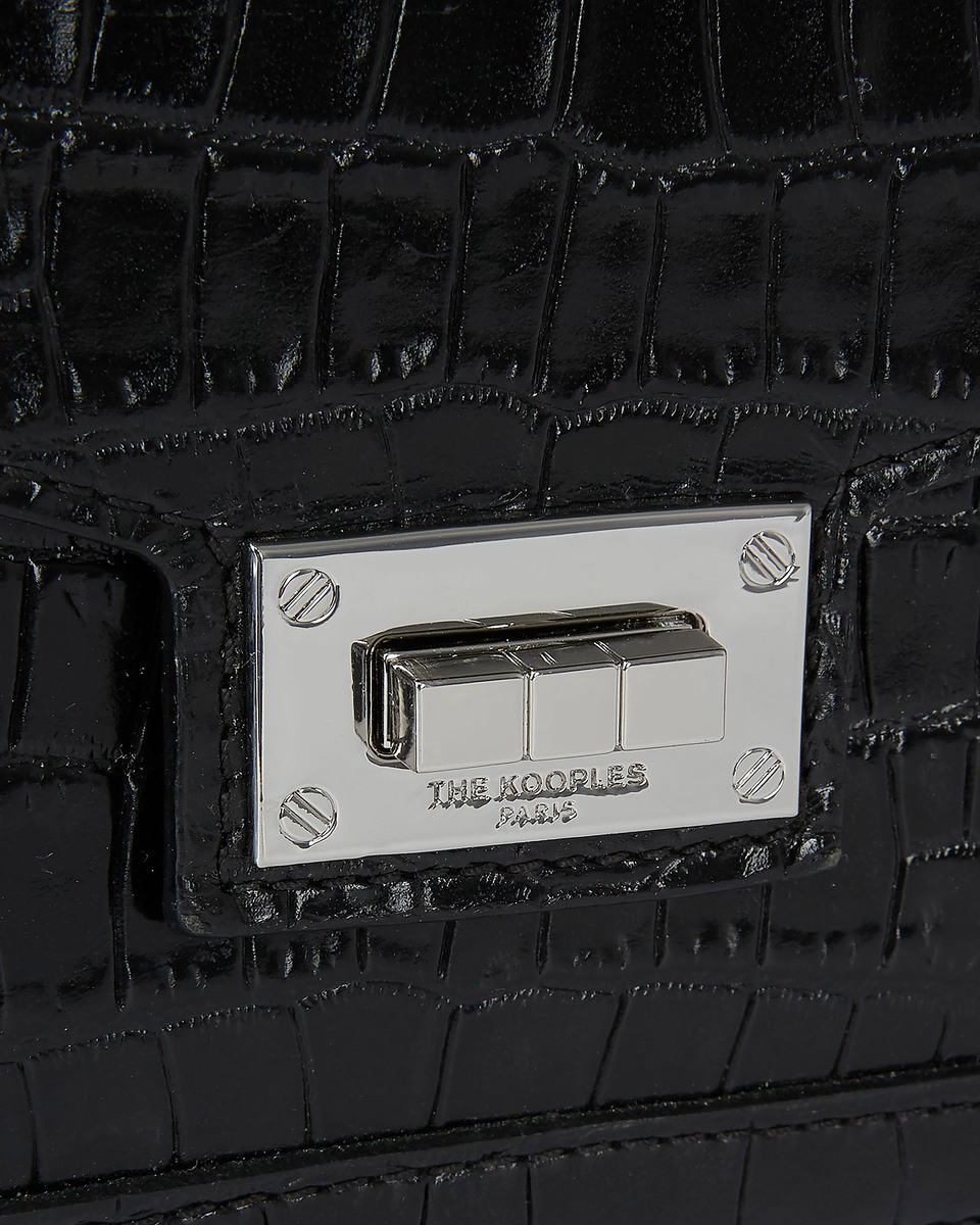 Emily small crocodile-effect bag in black leather